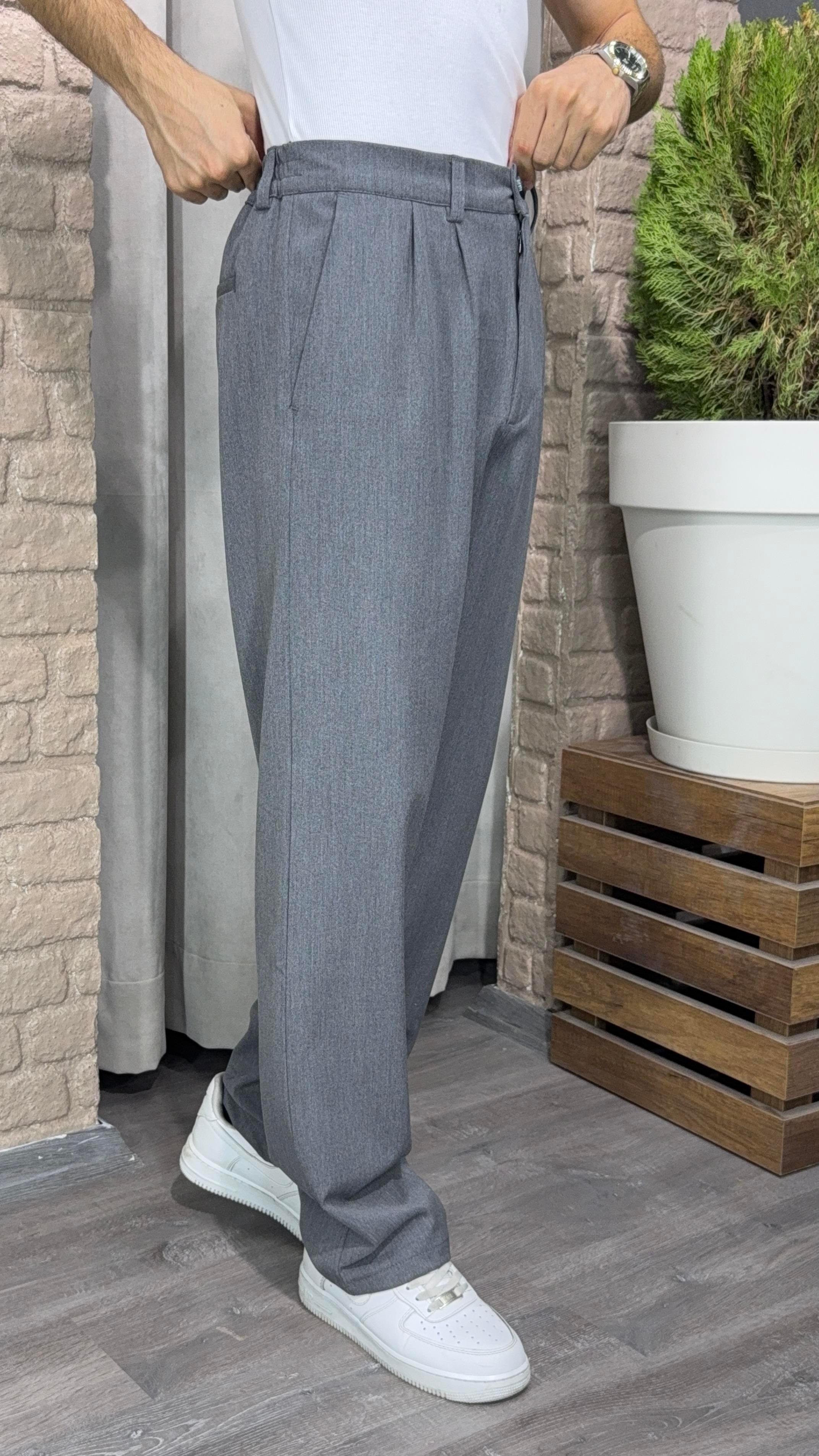 Kemerli Baggy Kumaş Pantolon