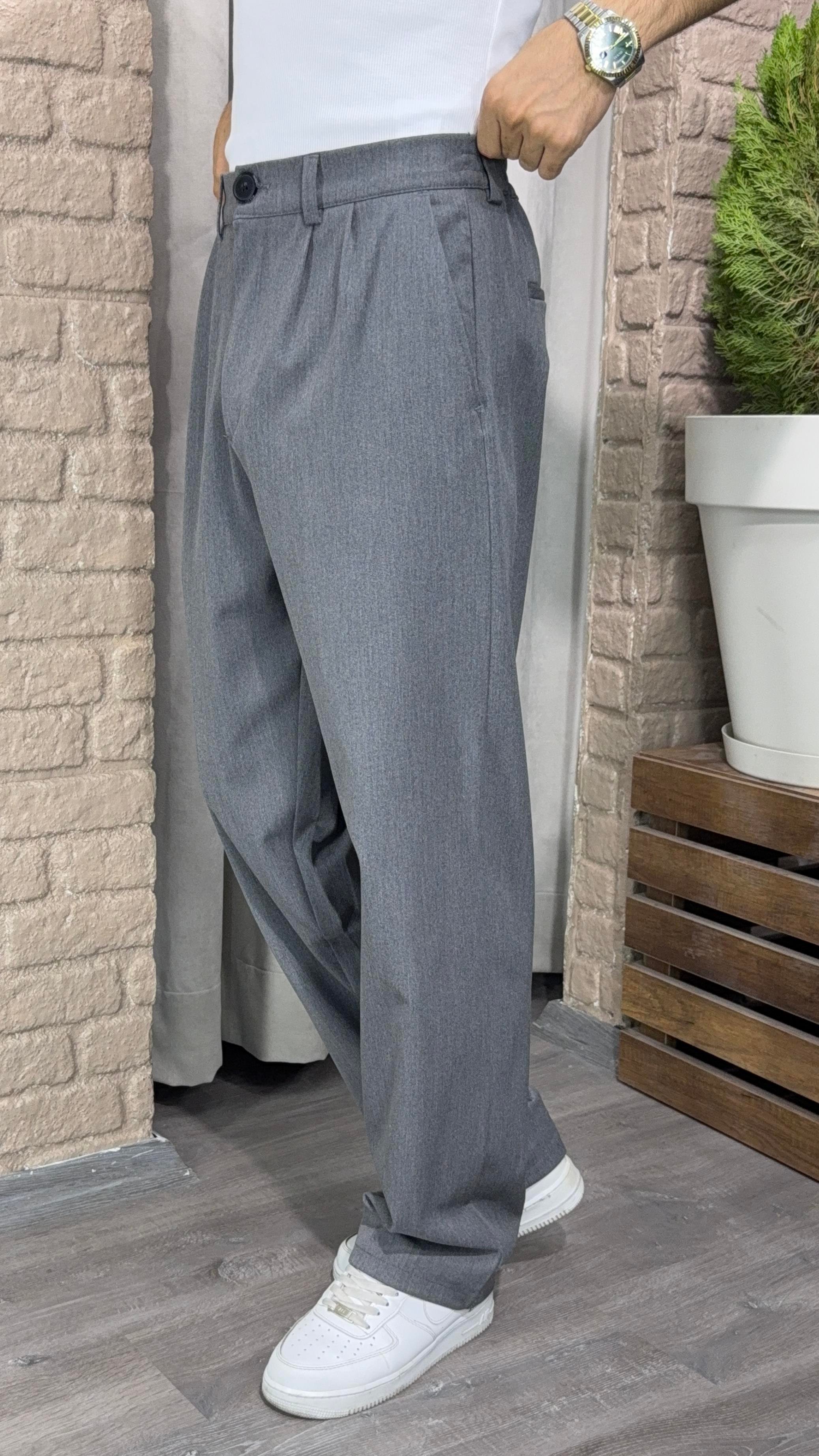 Kemerli Baggy Kumaş Pantolon