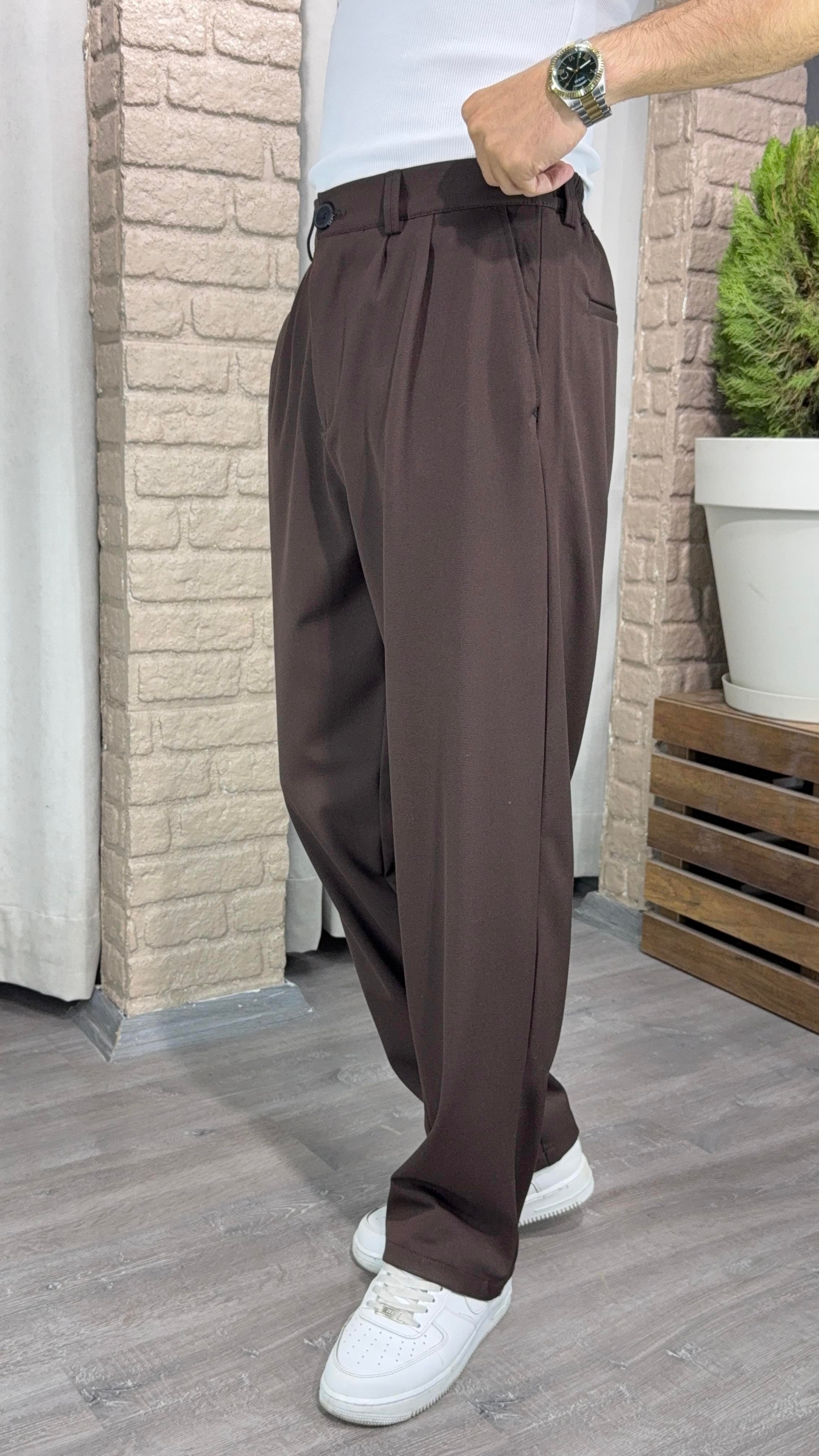 Kemerli Baggy Kumaş Pantolon