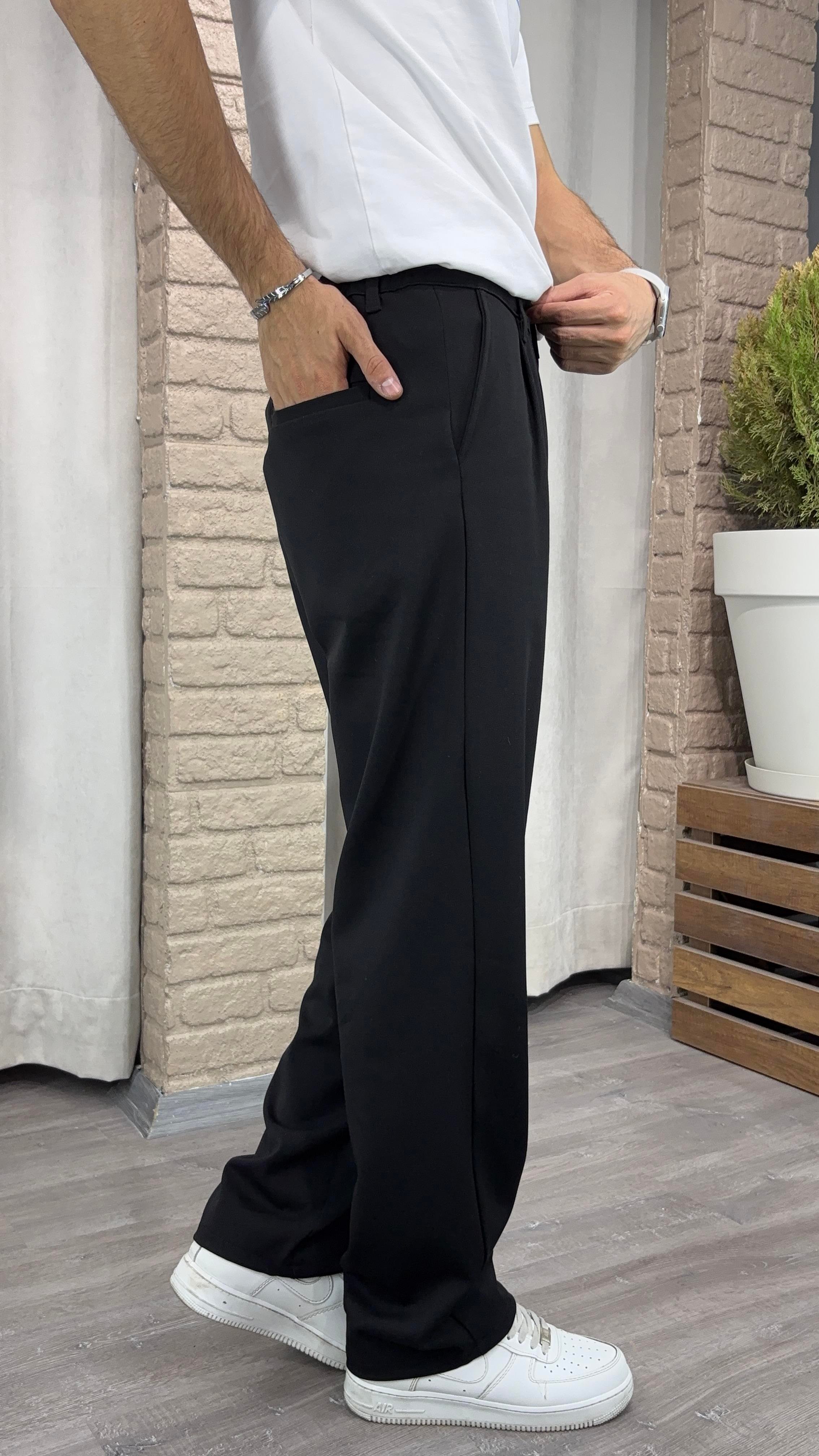 Kumaş Baggy Kemerli Pantolon