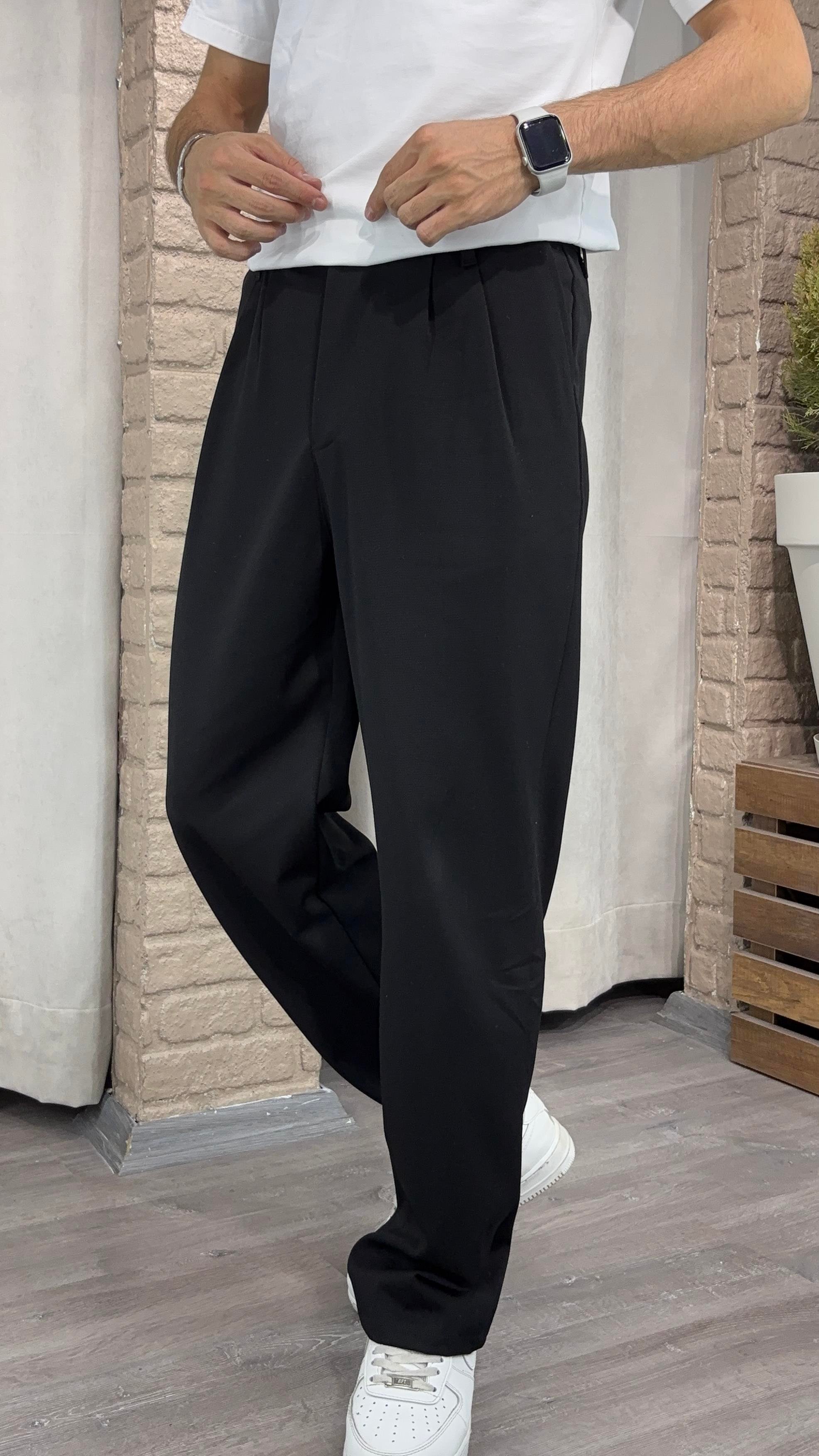 Kumaş Baggy Kemerli Pantolon