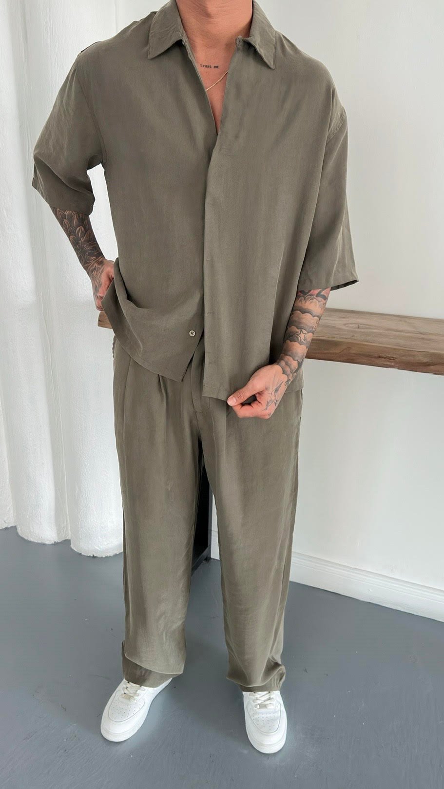 Modal Ocersize Gömlek n ve Baggy Pantolon