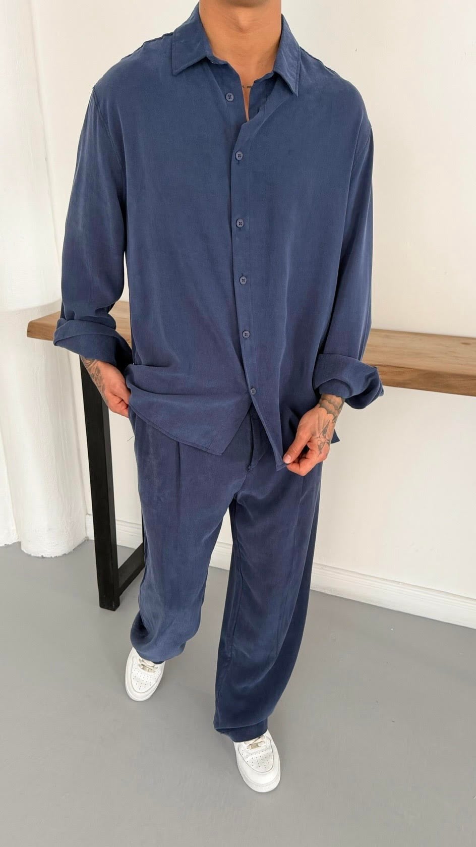 Modal Oversize Gömlek Beli Kemerli Pantolon