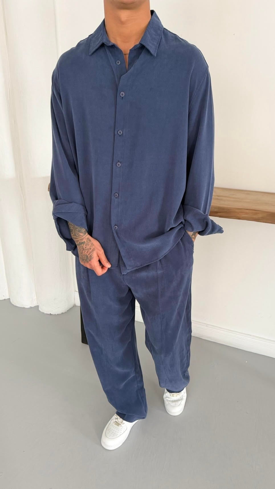 Modal Oversize Gömlek Beli Kemerli Pantolon
