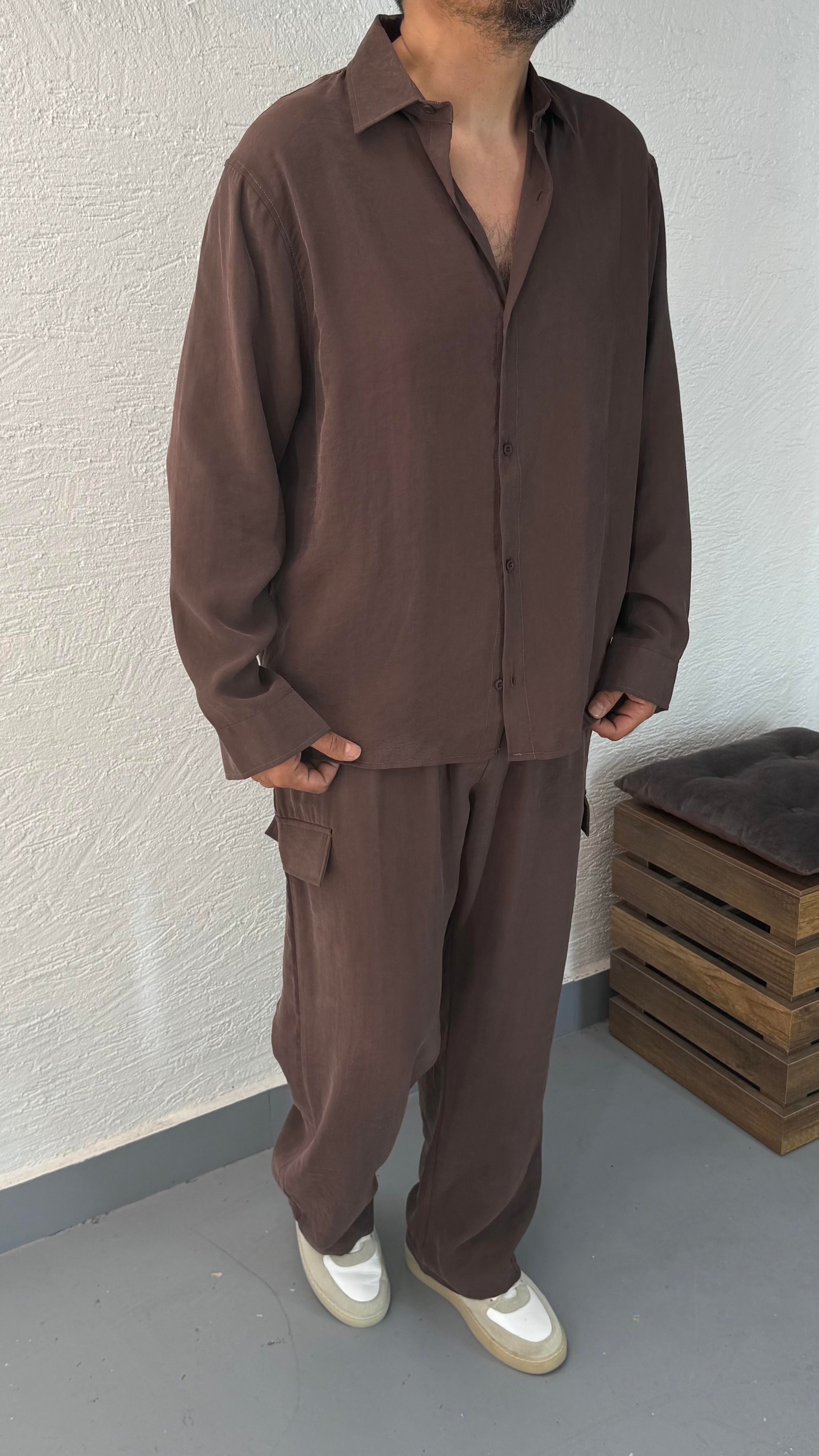 Modal Oversize Gömlek Ve Baggy Pantolon Takım