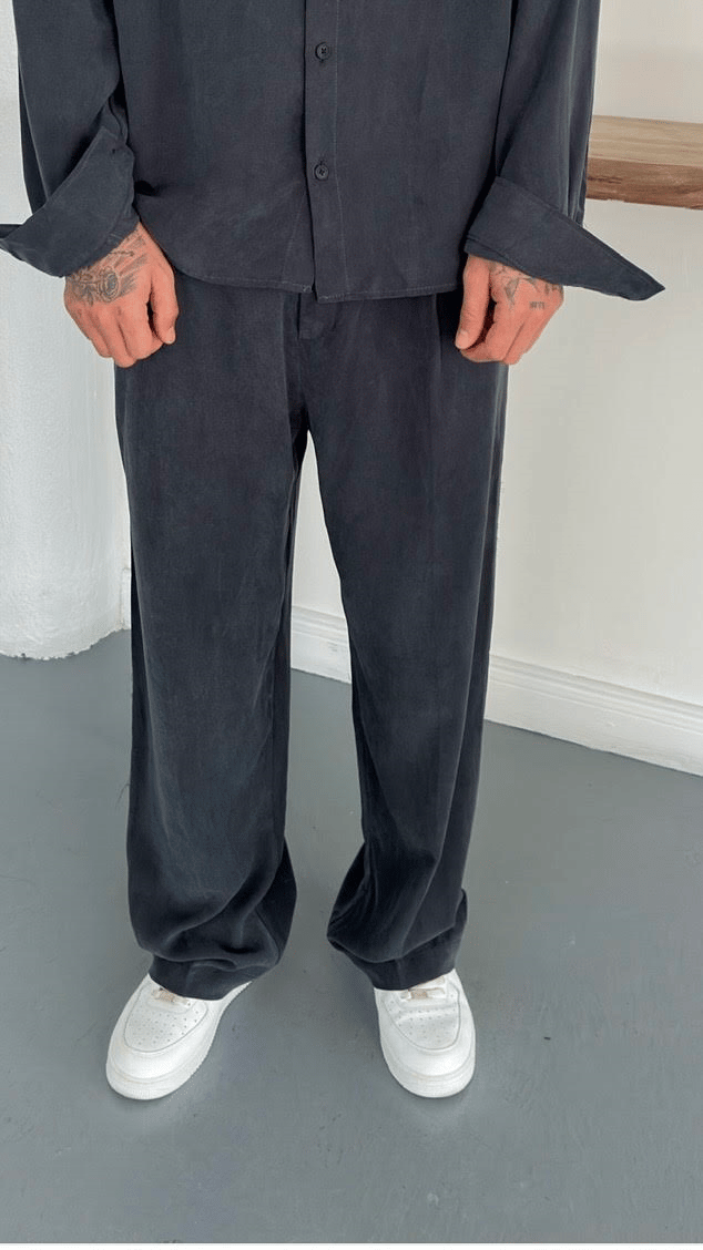 Modal  Yıkamalı Kemerli Baggy Pantolon