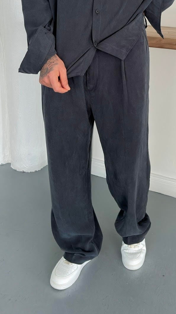 Modal  Yıkamalı Kemerli Baggy Pantolon