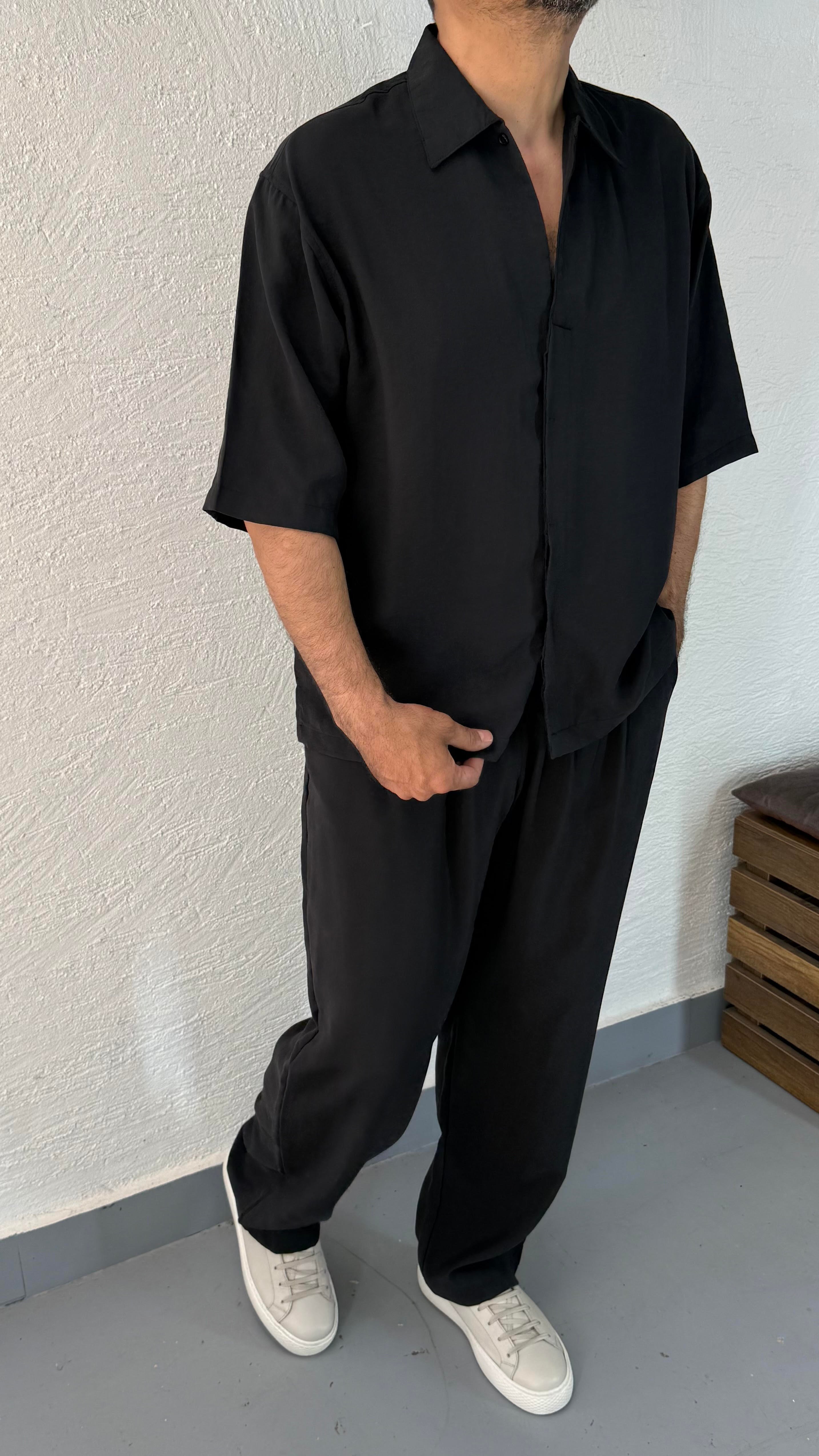 Modal Yıkamalı Oversize Gömlek ve  Baggy Pantolon