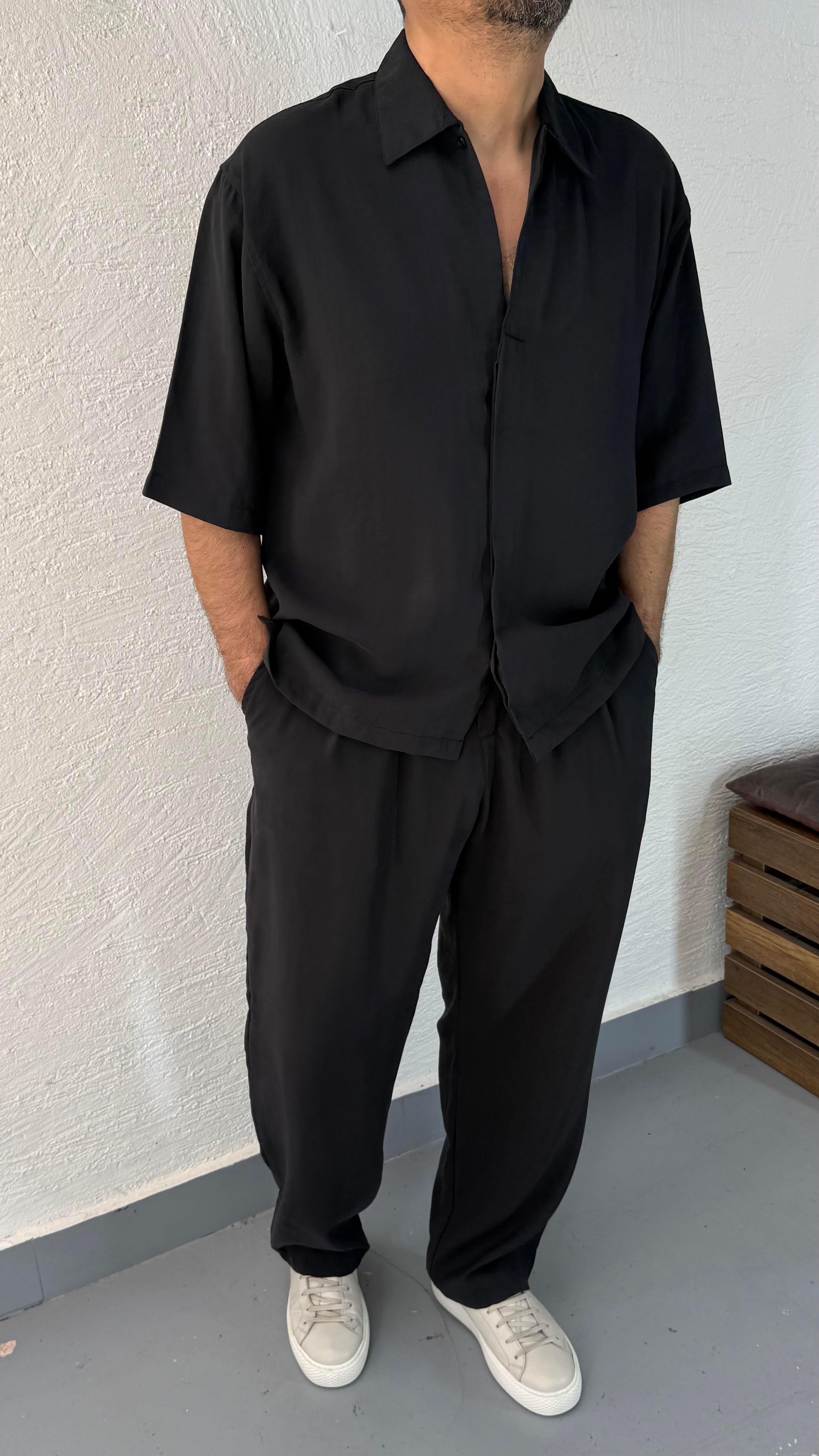 Modal Yıkamalı Oversize Gömlek ve  Baggy Pantolon