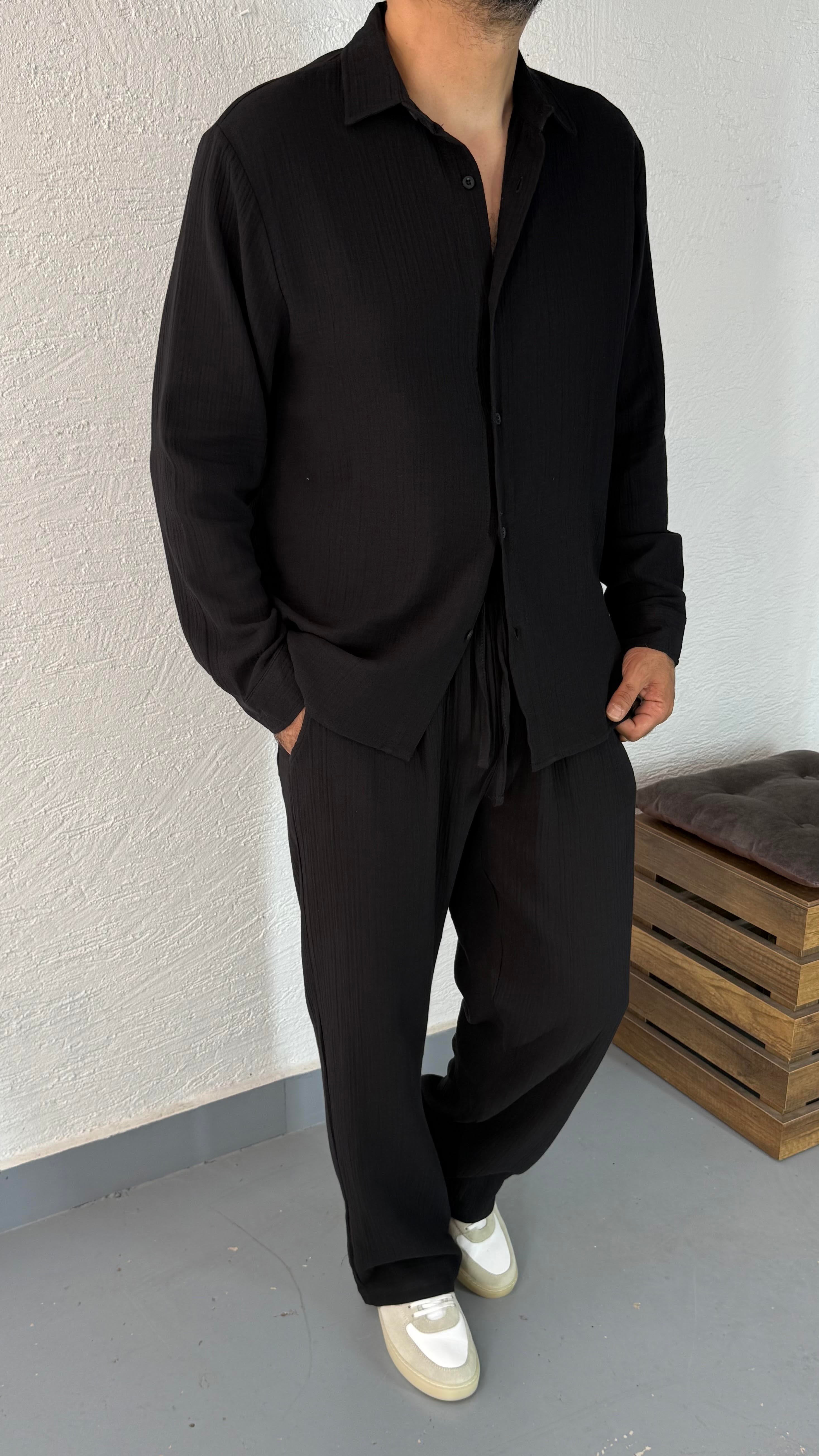 Müslin Oversize Gömlek Ve Baggyg Pantolon Takım