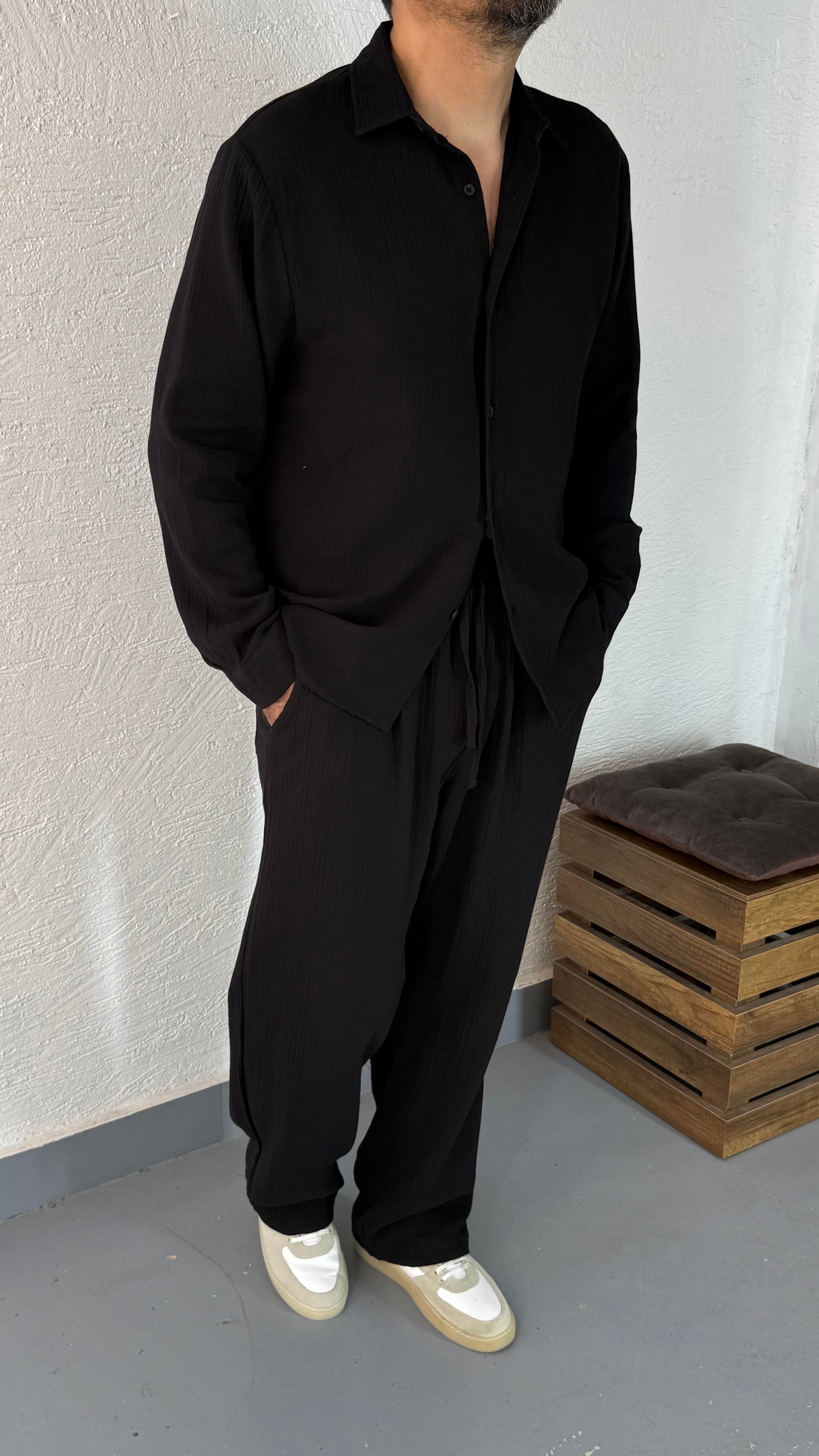 Müslin Oversize Gömlek Ve Baggyg Pantolon Takım