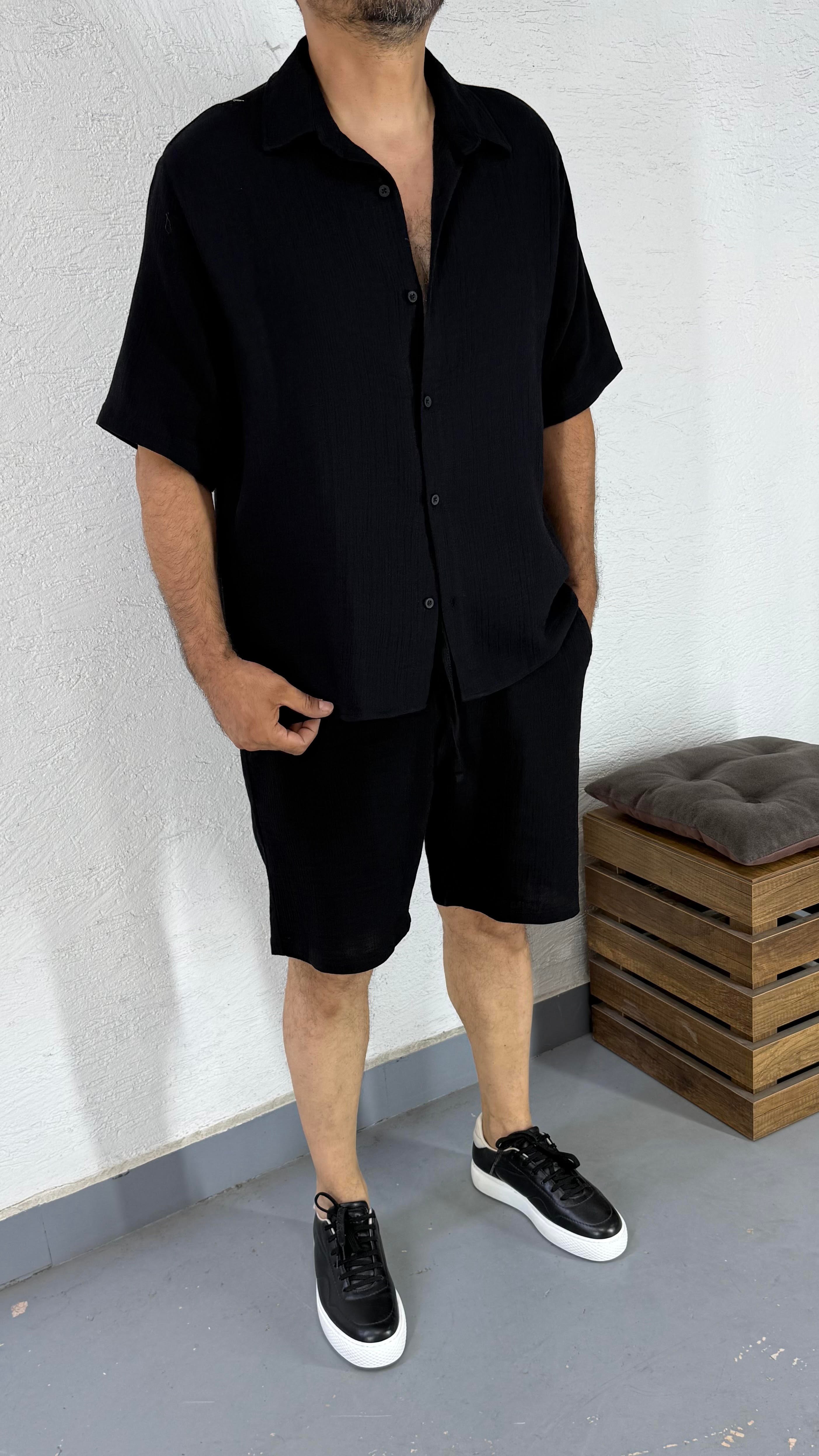 Müslin Oversize Gömlek ve Şort Takım