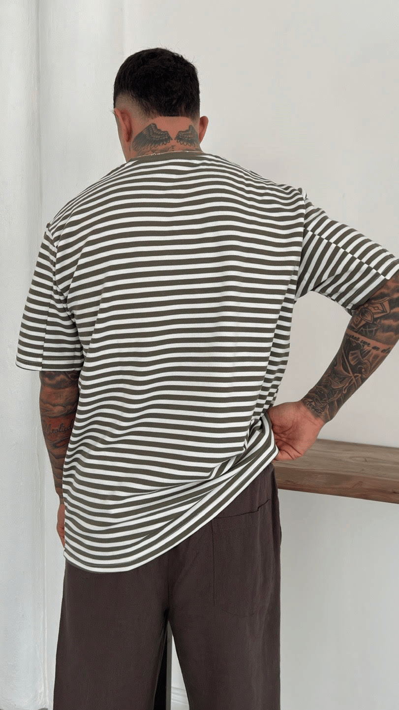 Oversize Çizgili TShirt