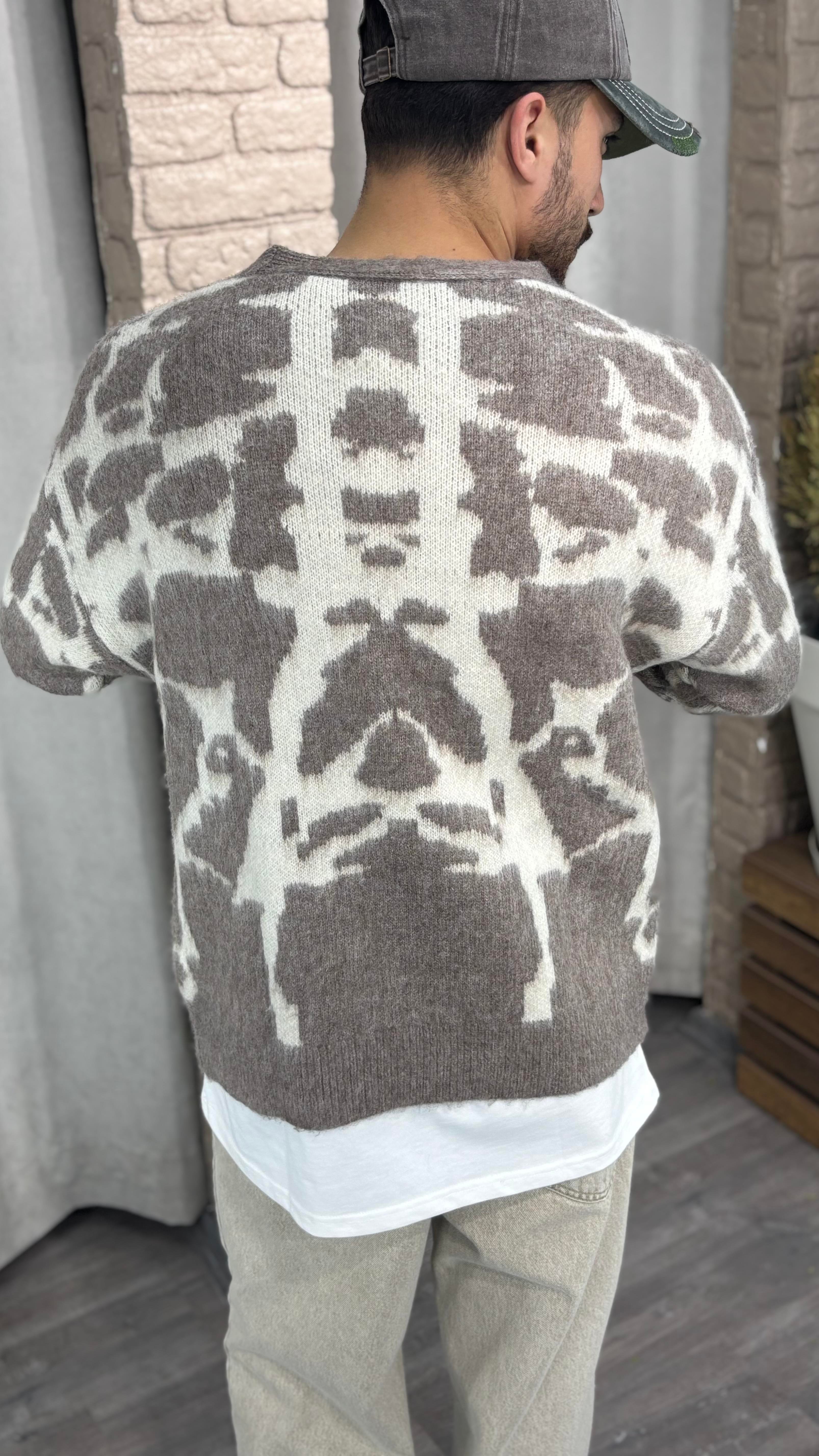 Oversize Desenli Hırka