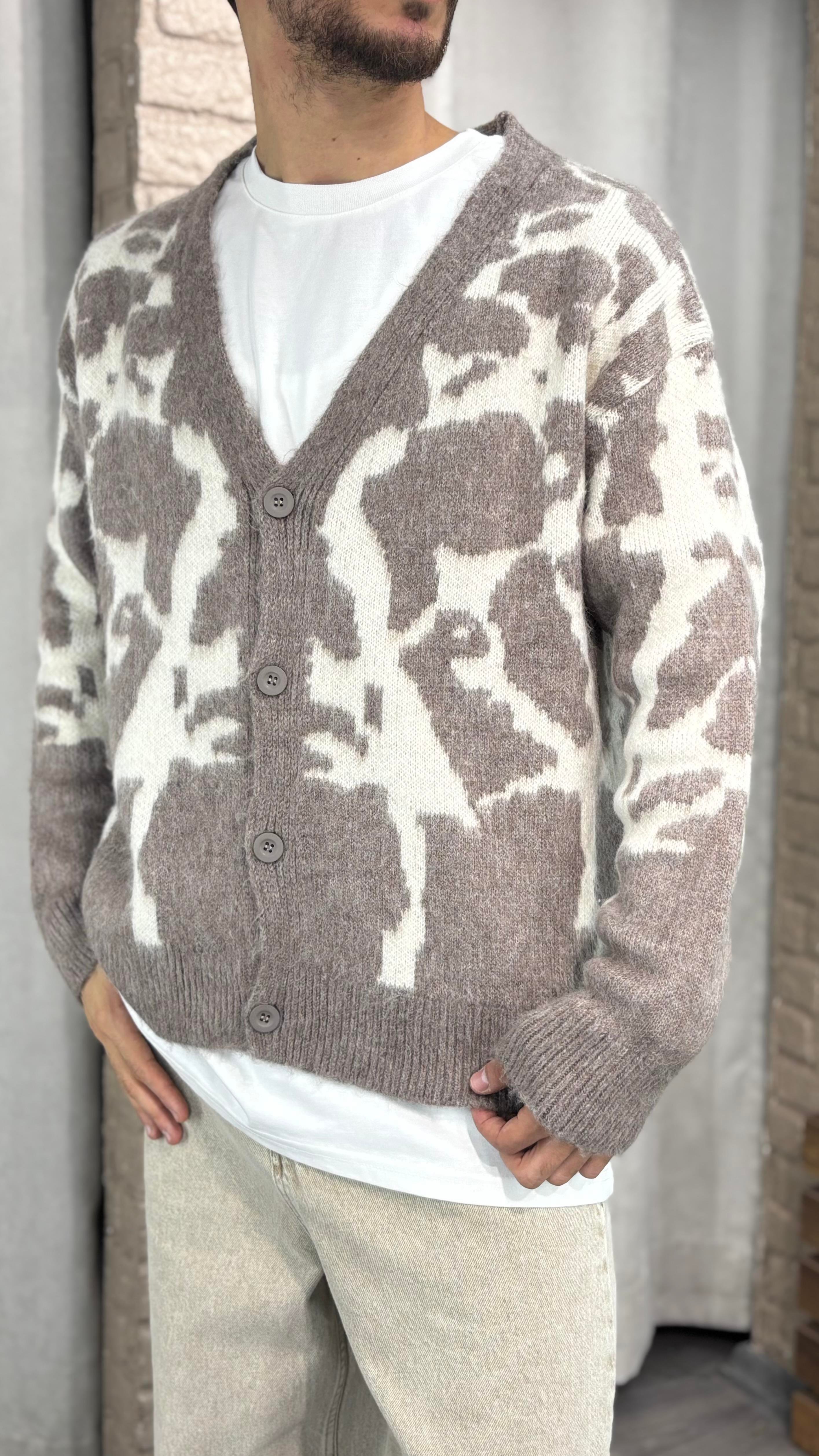 Oversize Desenli Hırka