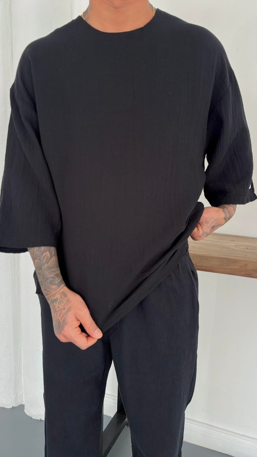 Oversize Fakirkol Müslin Kumaş TShirt