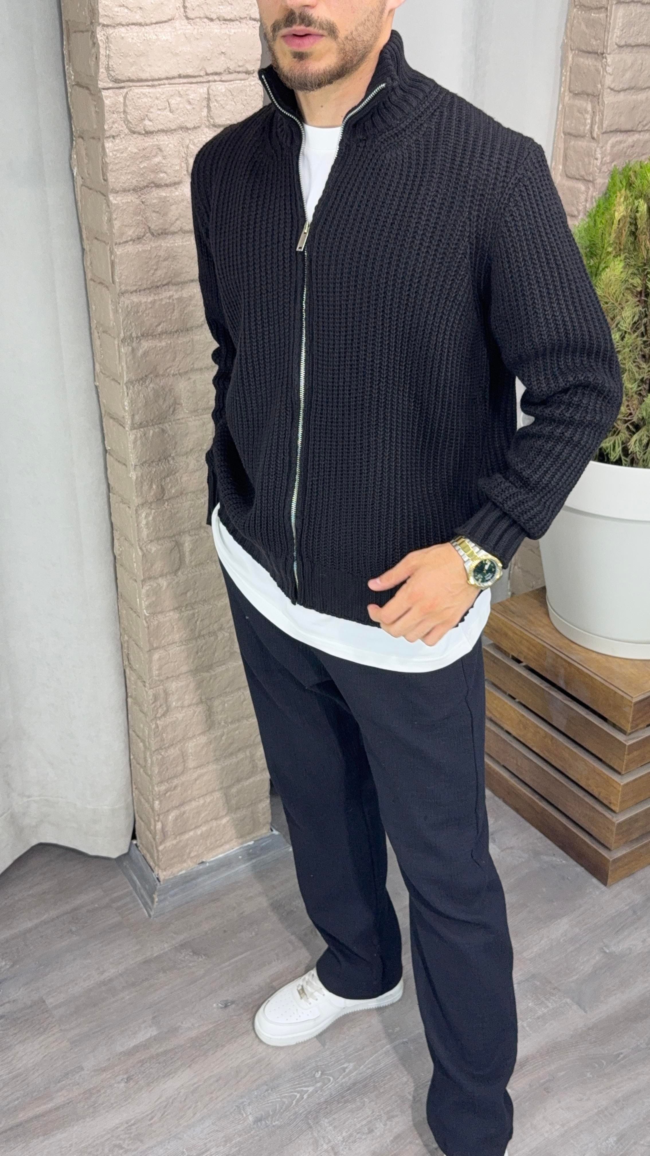 Oversize Fermuarlı Hırka