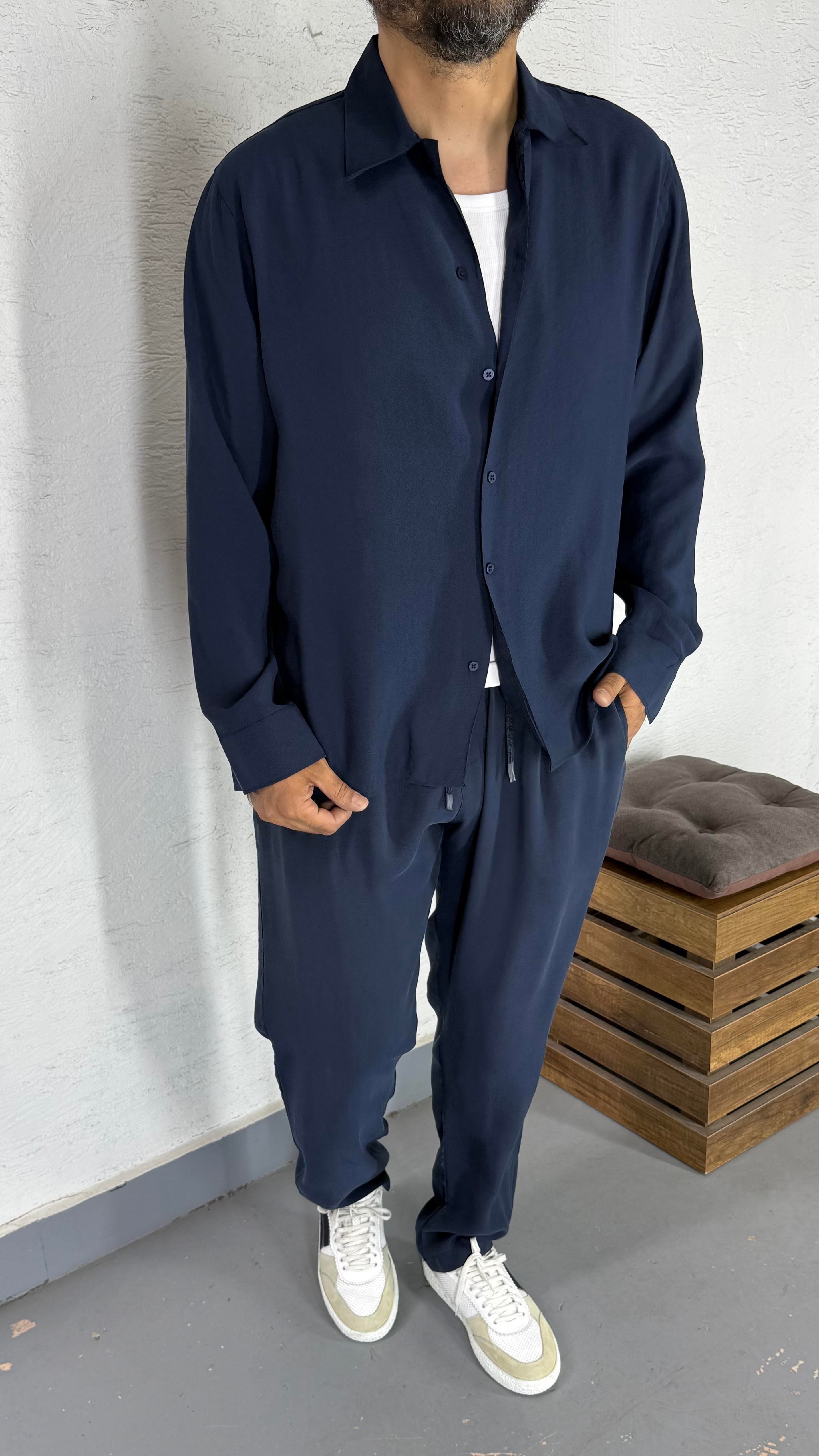 Oversize Gömlek Ve Bel Lastik Detay Takım