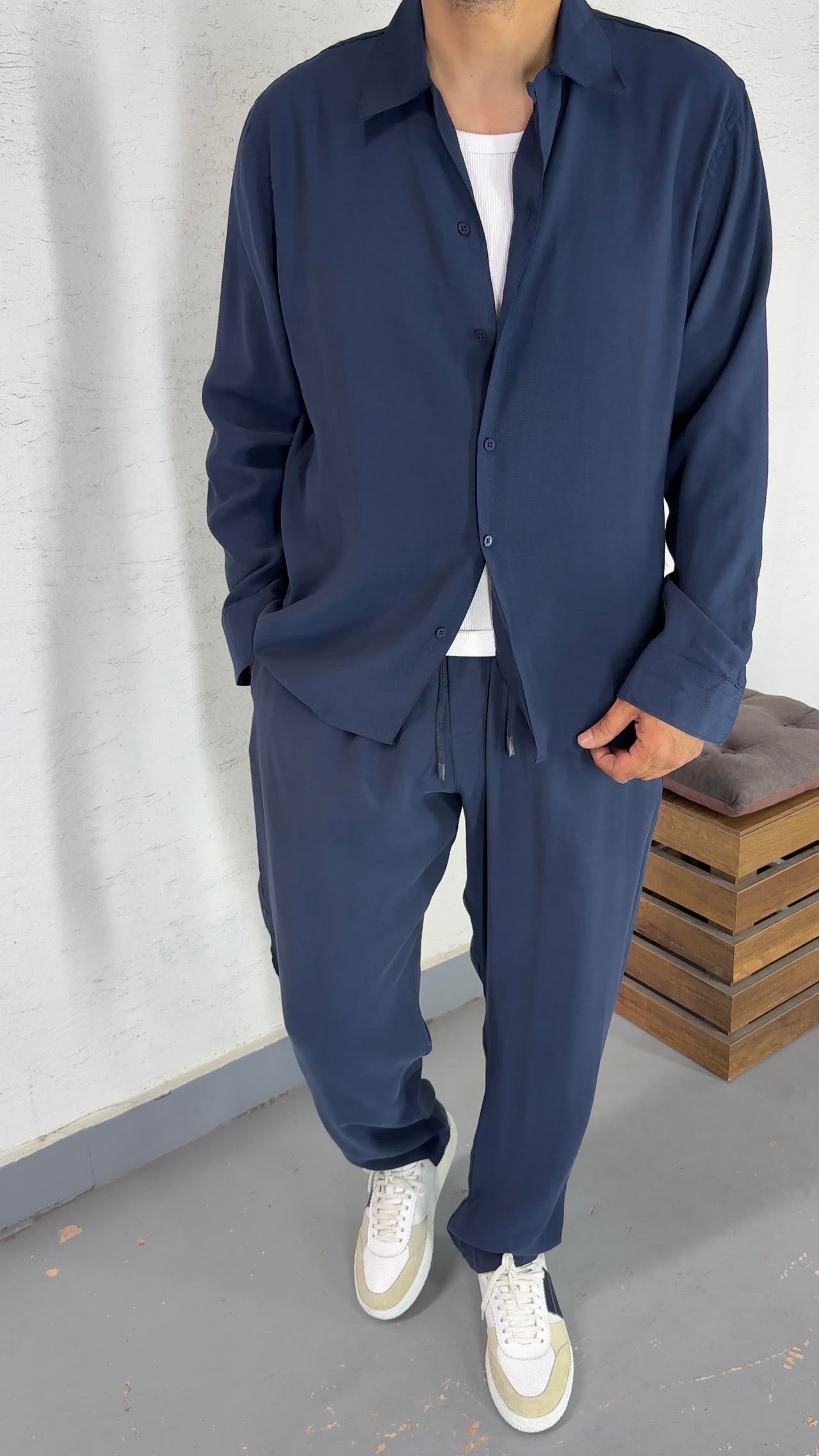 Oversize Gömlek Ve Bel Lastik Detay Takım