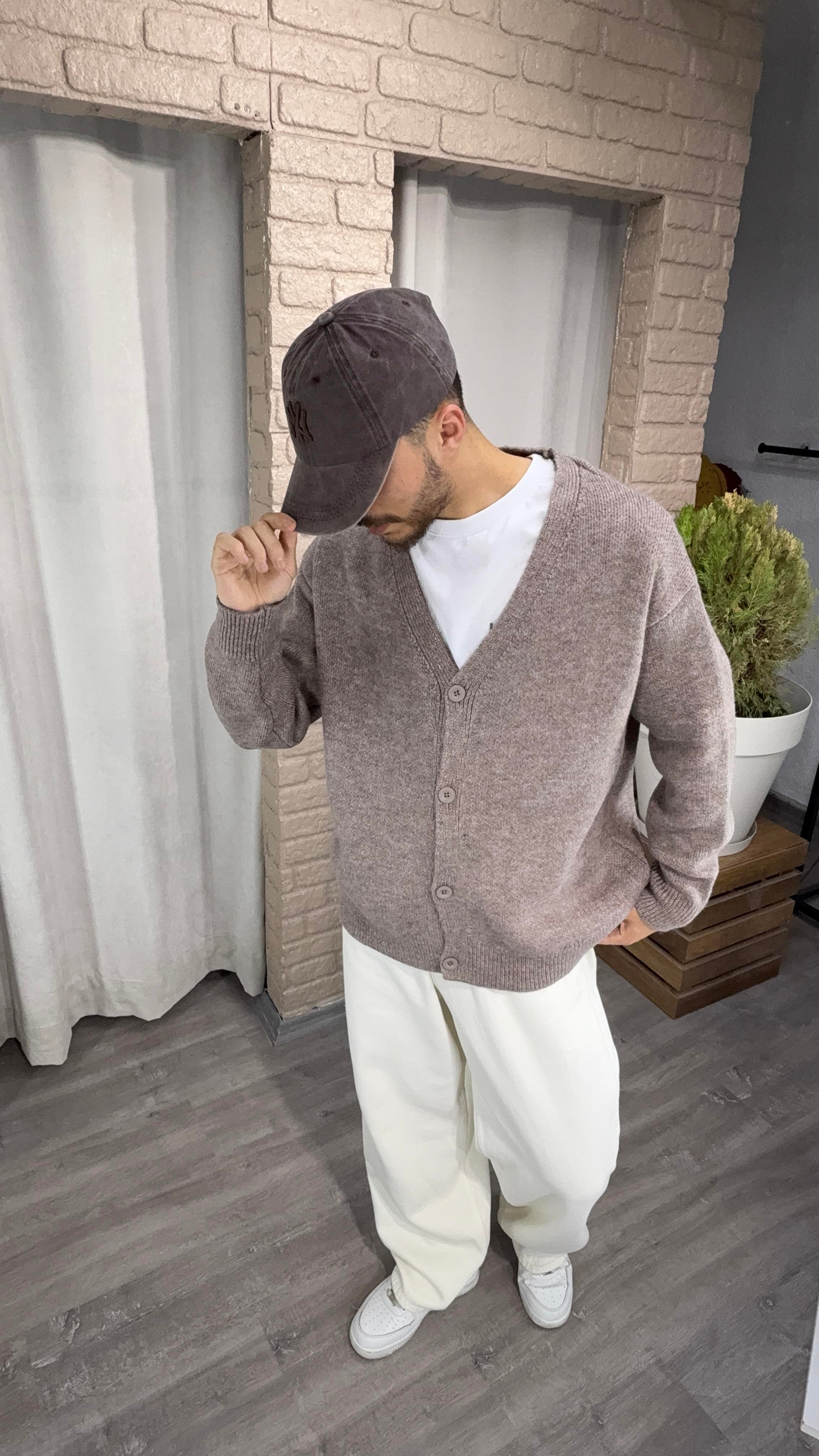 Oversize Kahve Yün Hırka