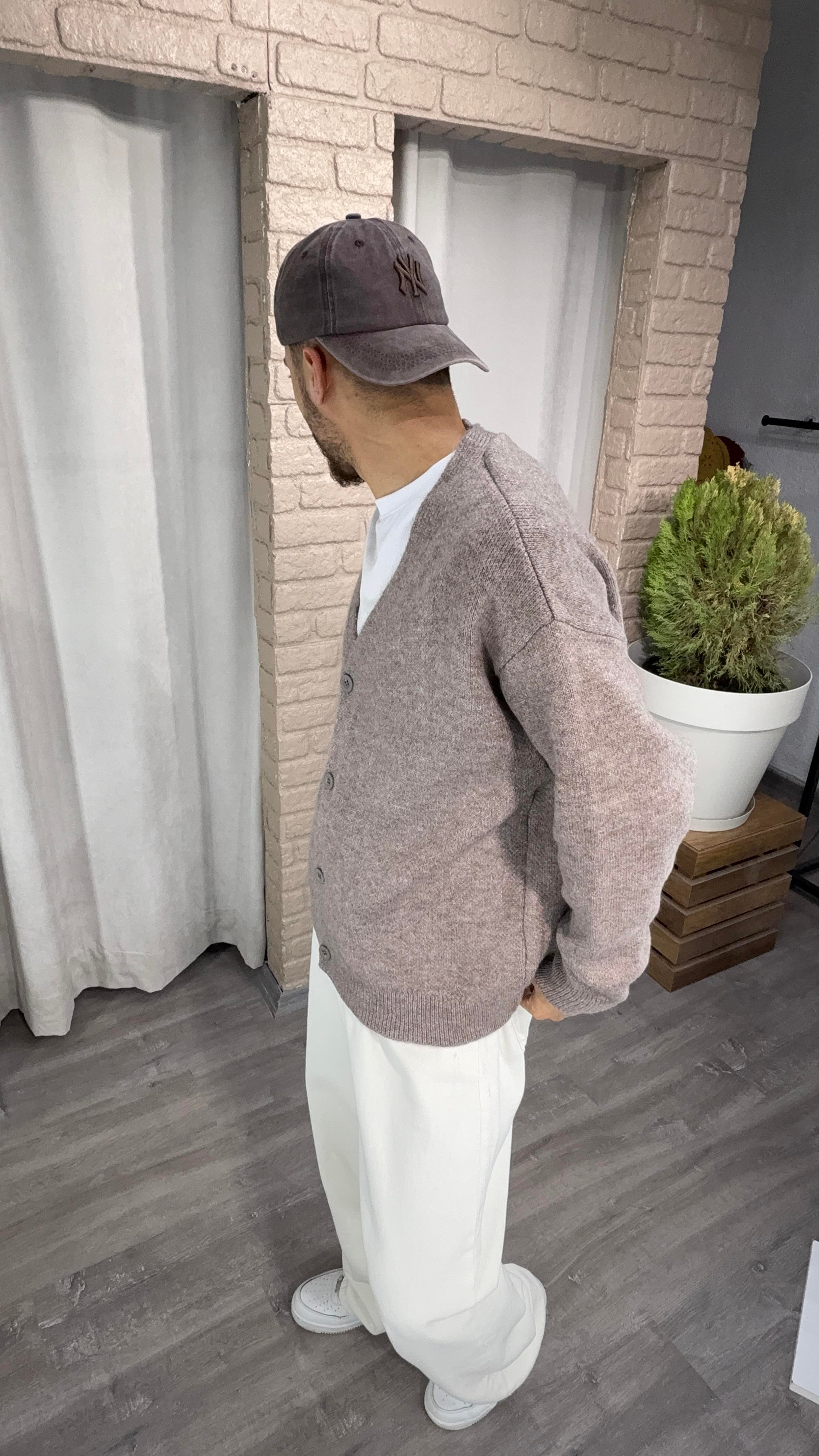 Oversize Kahve Yün Hırka