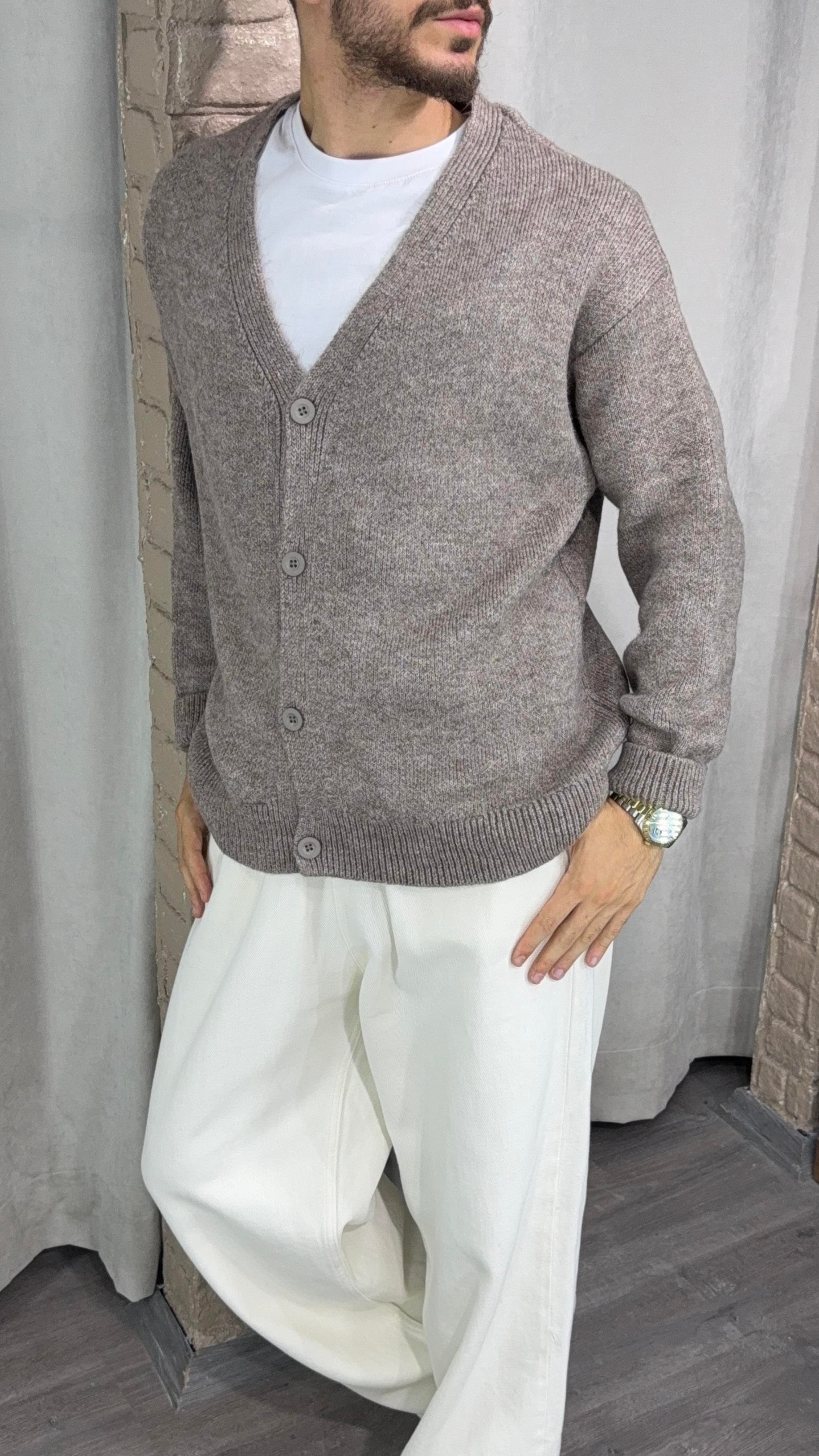 Oversize Kahve Yün Hırka
