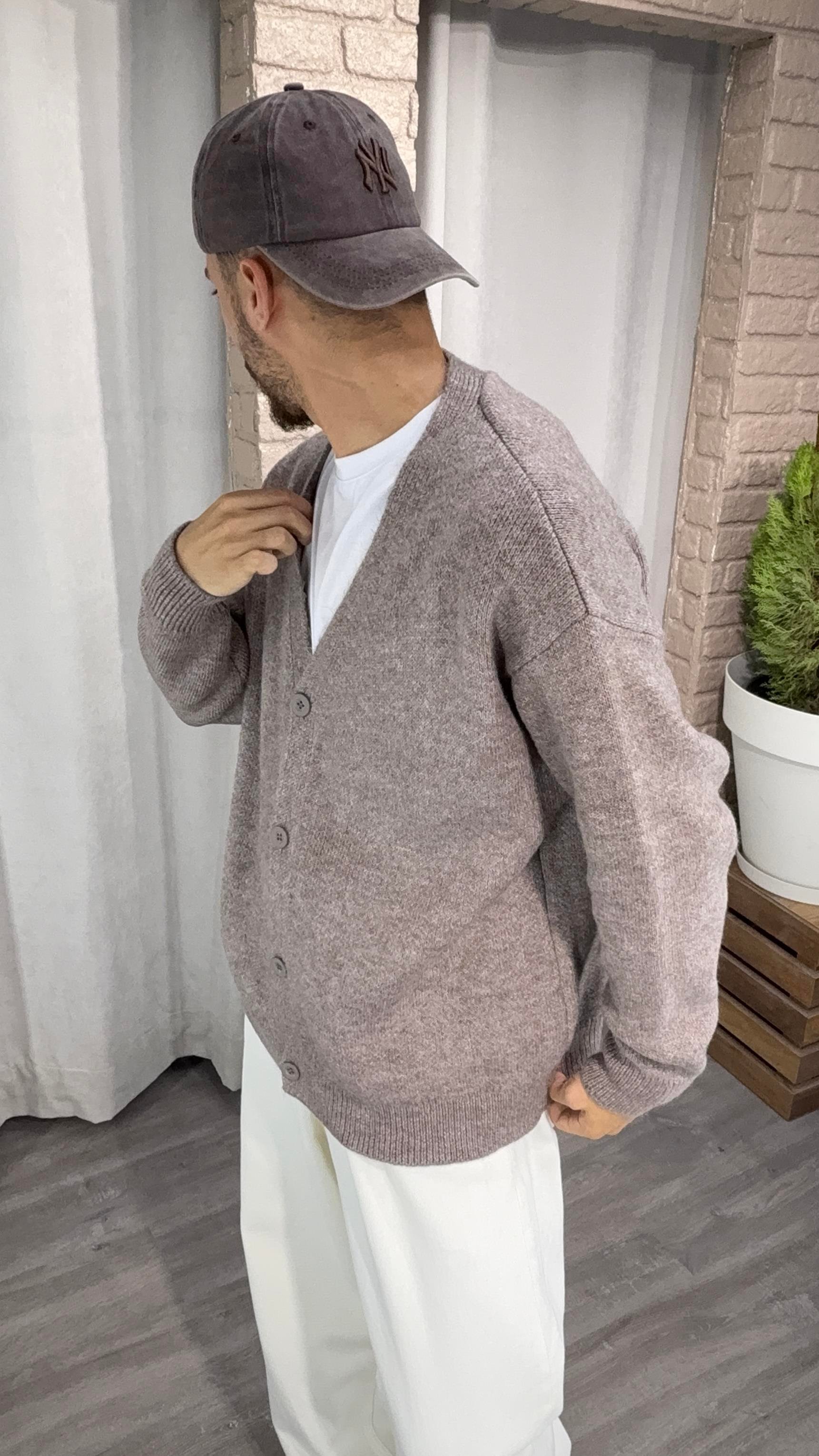 Oversize Kahve Yün Hırka