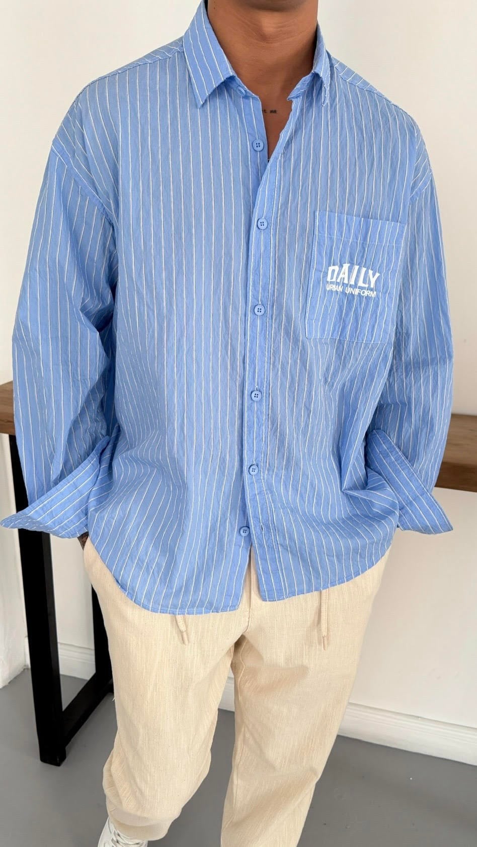 Oversize Nakış Detay Gömlek