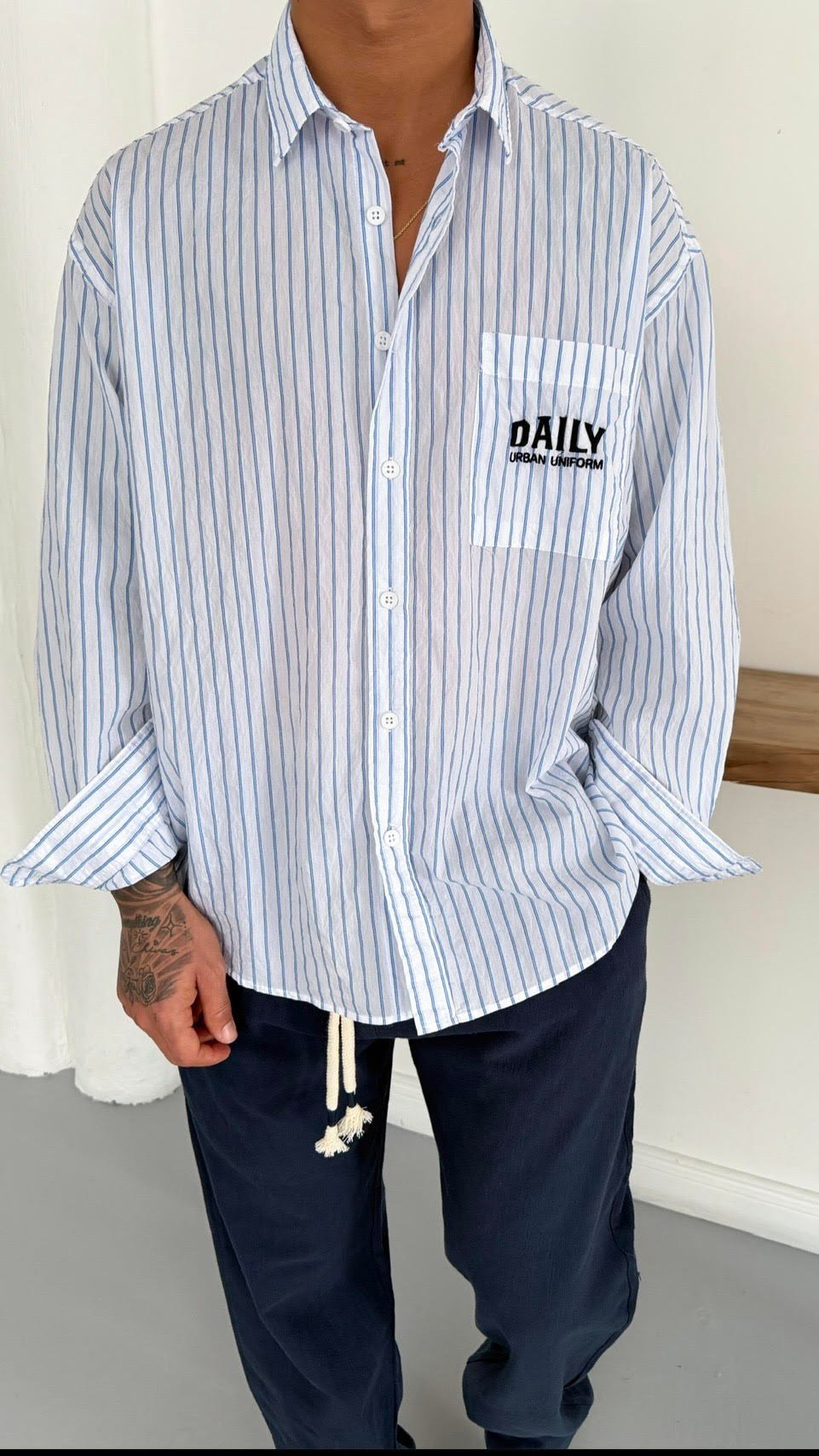 Oversize Nakış Detay Gömlek