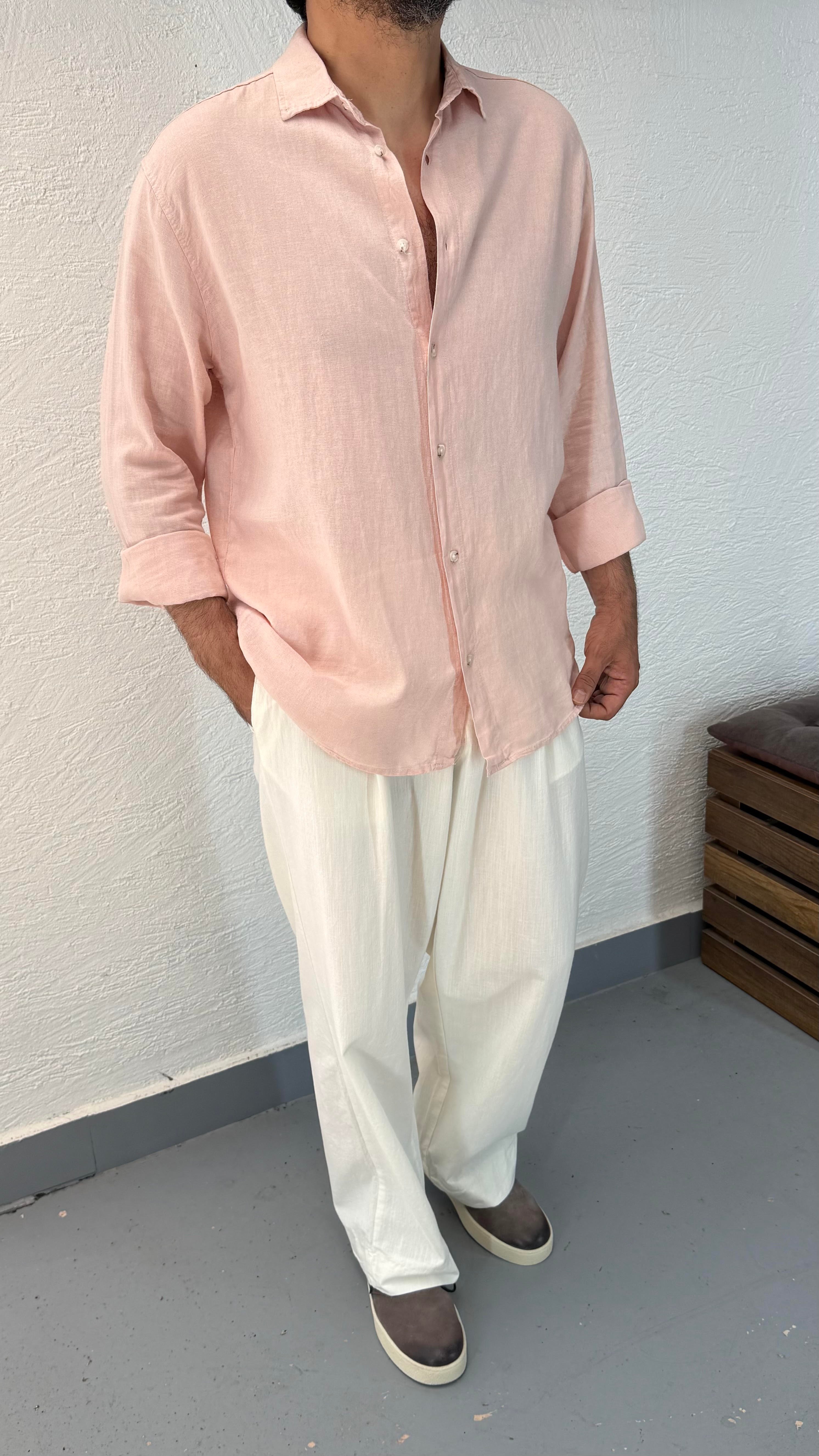 Oversize Pamuk Keten Gömlek