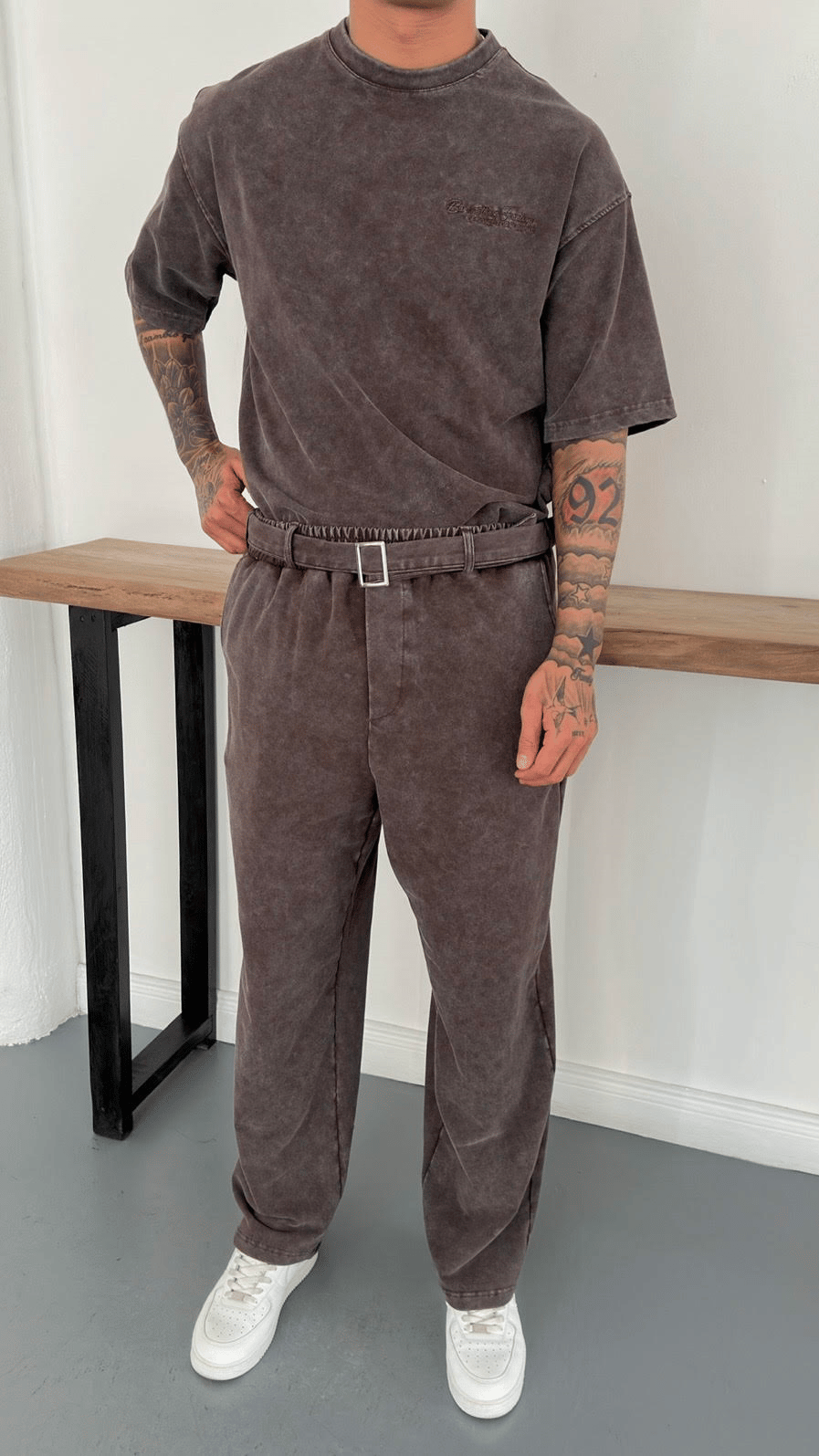 Oversize Yıkamalı Nakış Detay TShirt
