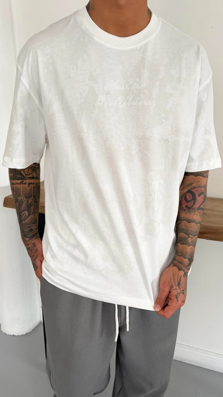 Oversize Yıkamalı Nakış Ve Baskı Detay TShirt
