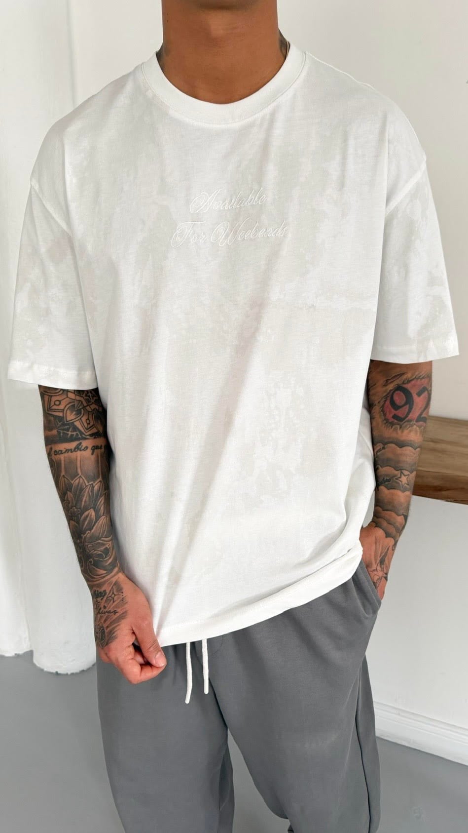 Oversize Yıkamalı Nakış Ve Baskı Detay TShirt