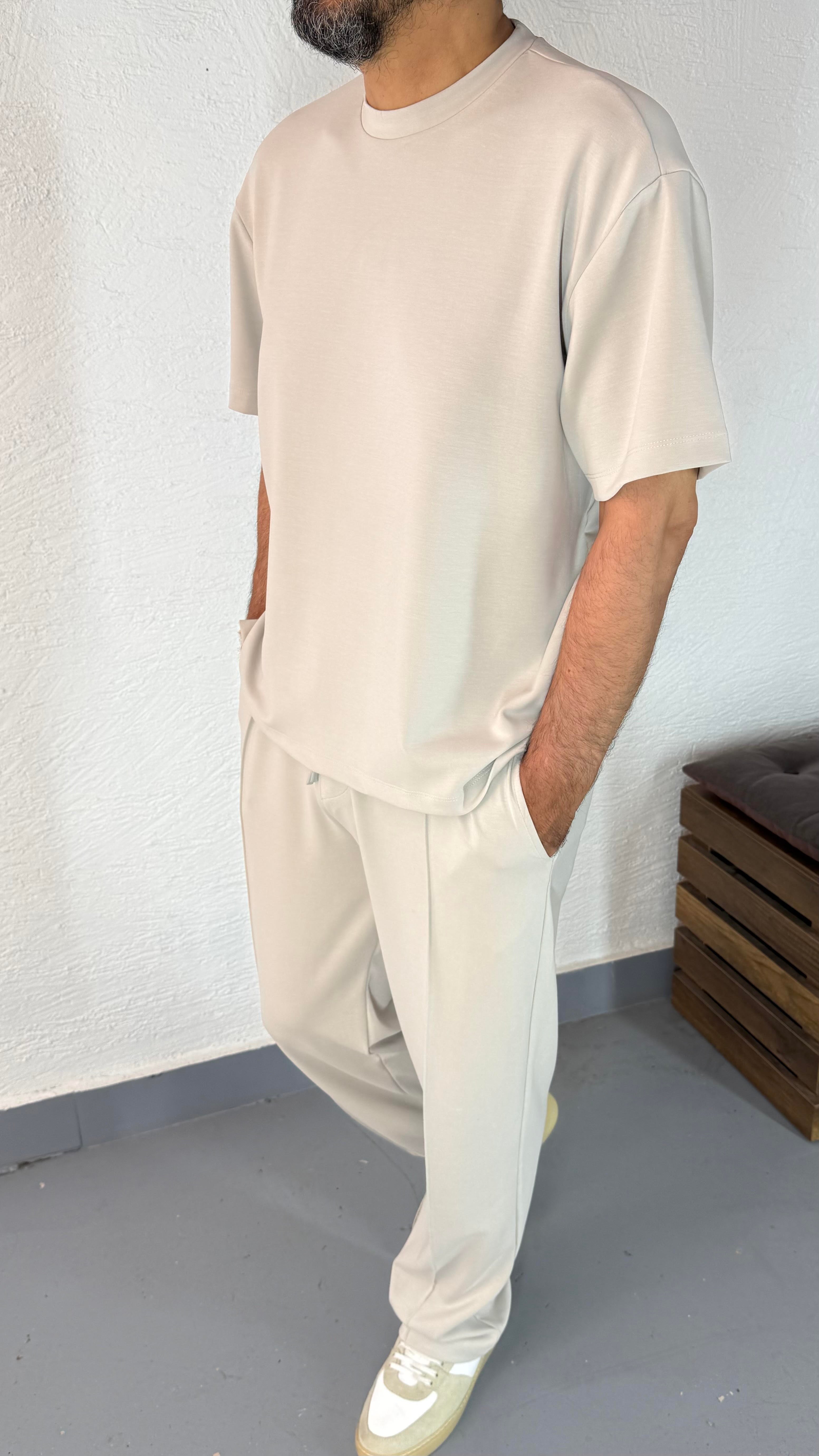 Oysho Taş Rengi Oversize TShirt