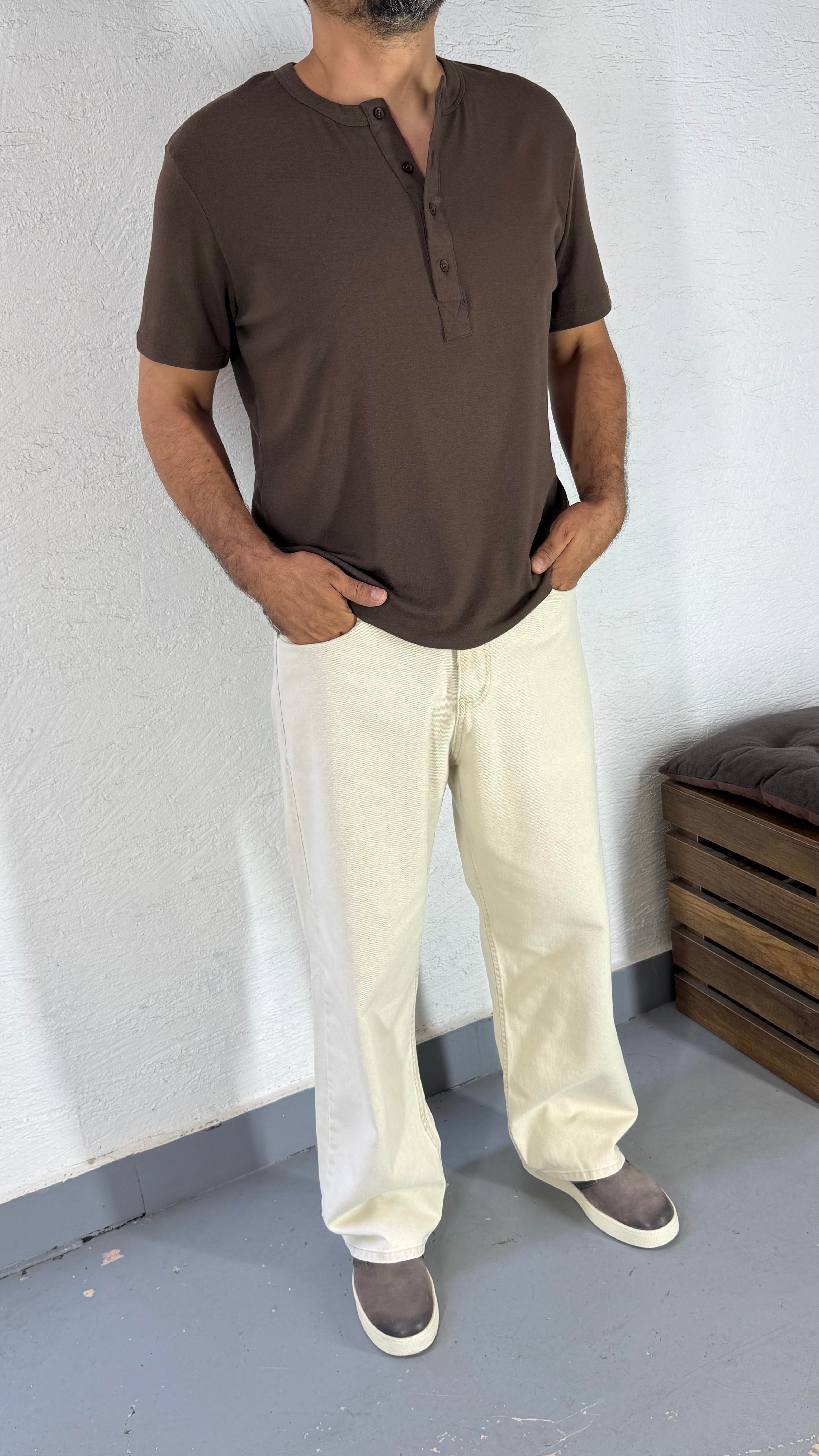 Pamuk Henley Yaka Tshirt