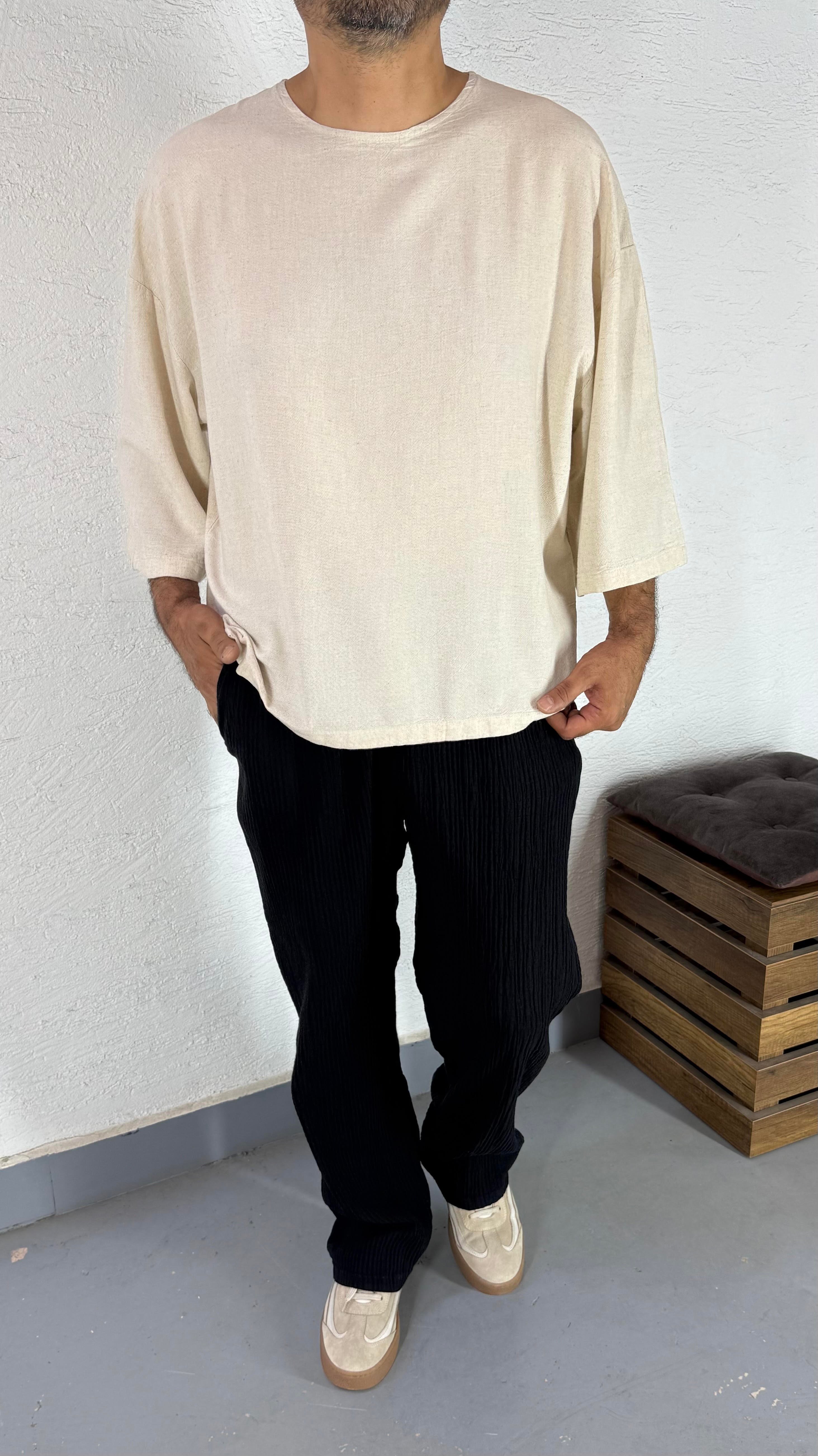 Pamuk Keten Fakirkol Tshirt