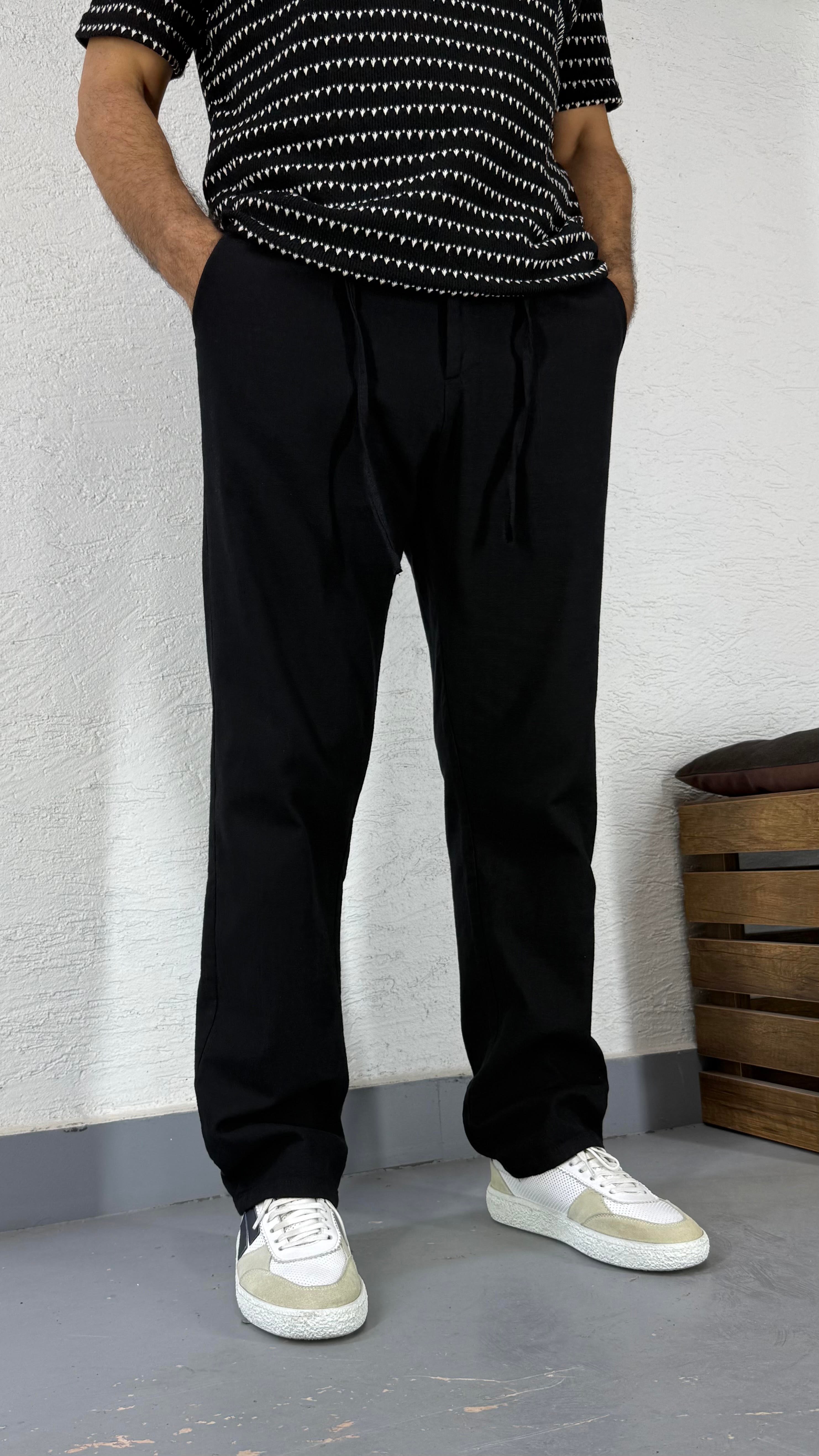 Pamuk Keten Kemerli Regular Pantolon