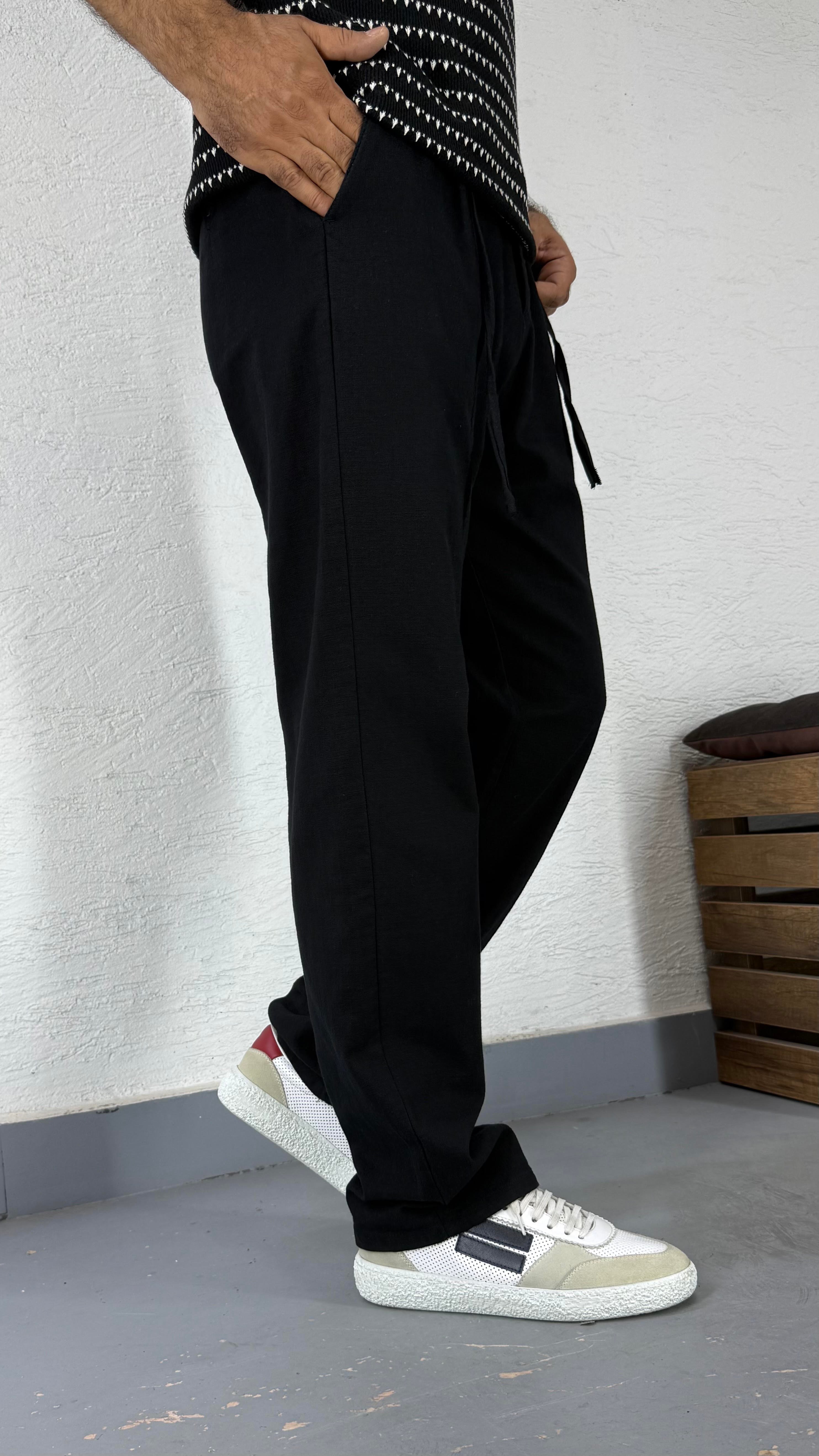 Pamuk Keten Kemerli Regular Pantolon