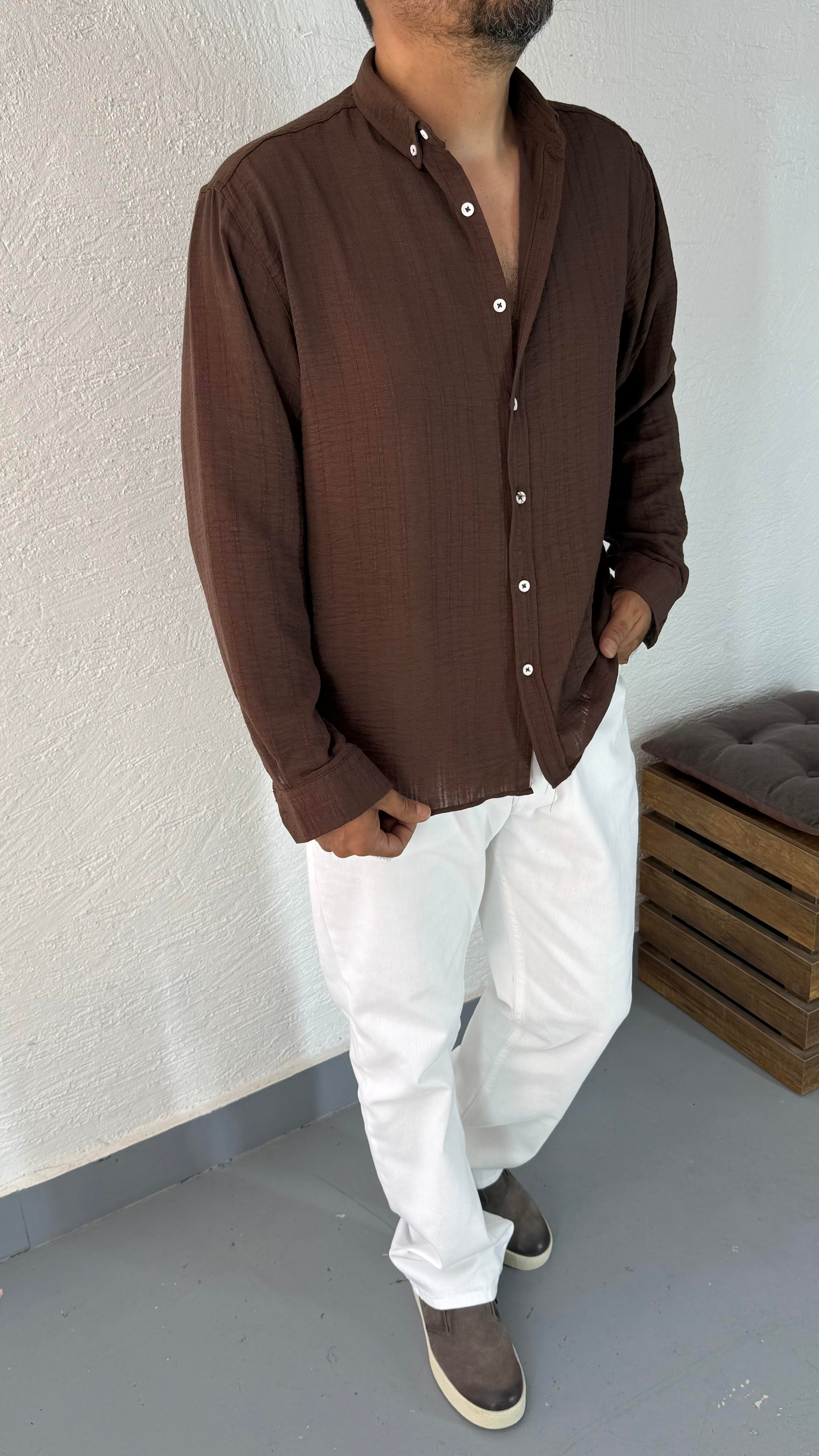 Pamuk Keten Oversize Gömlek