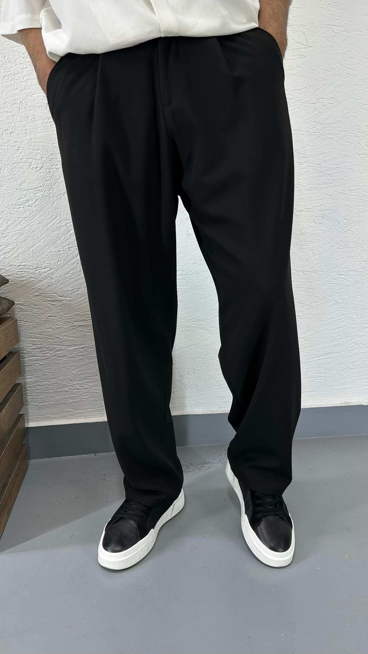 Pileli Bol  Kumaş Pantolon