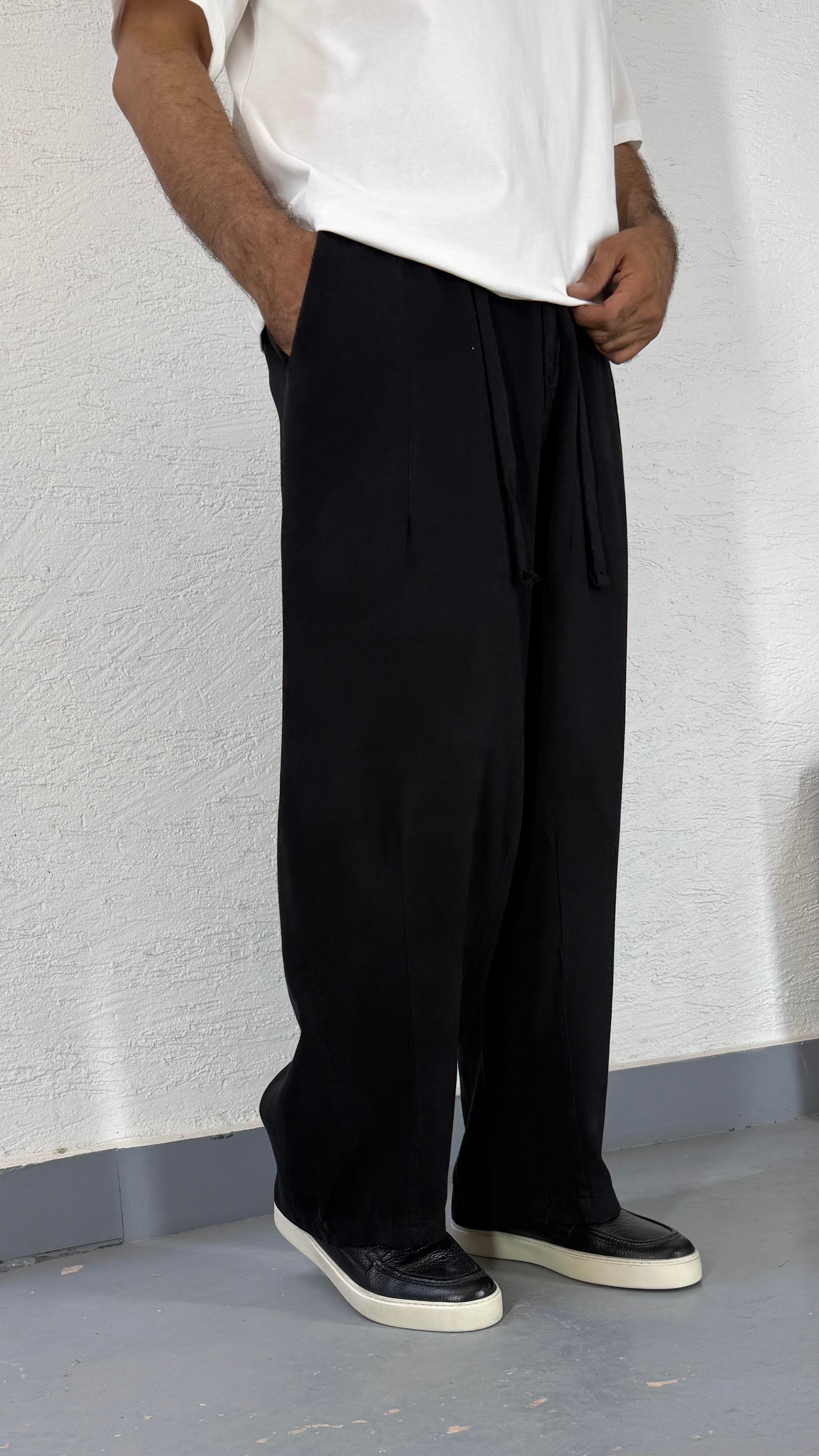 Siyah Baloon Fit Kumaş Baggy