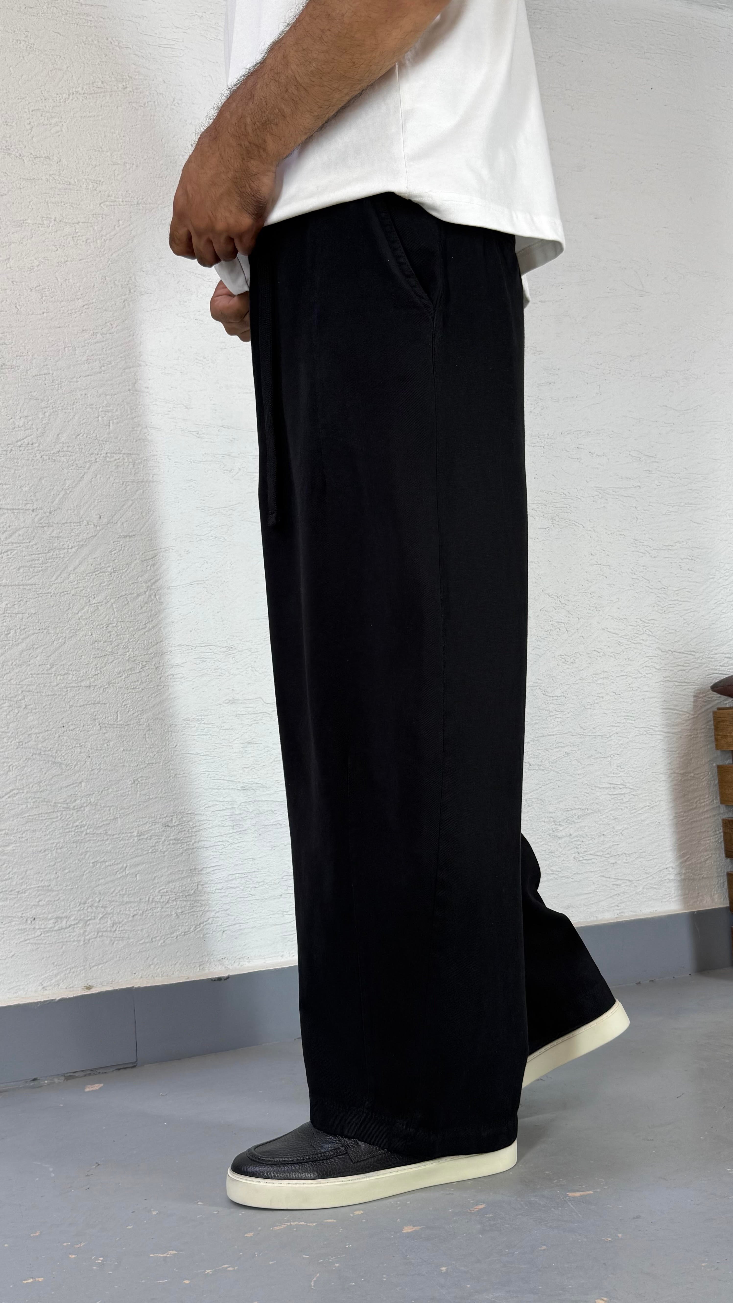 Siyah Baloon Fit Kumaş Baggy