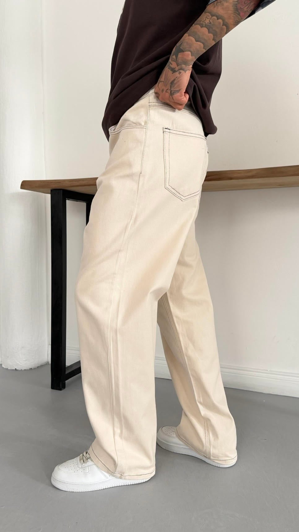 Ultra Bol Baggy Siyah Dikişli Pantolon