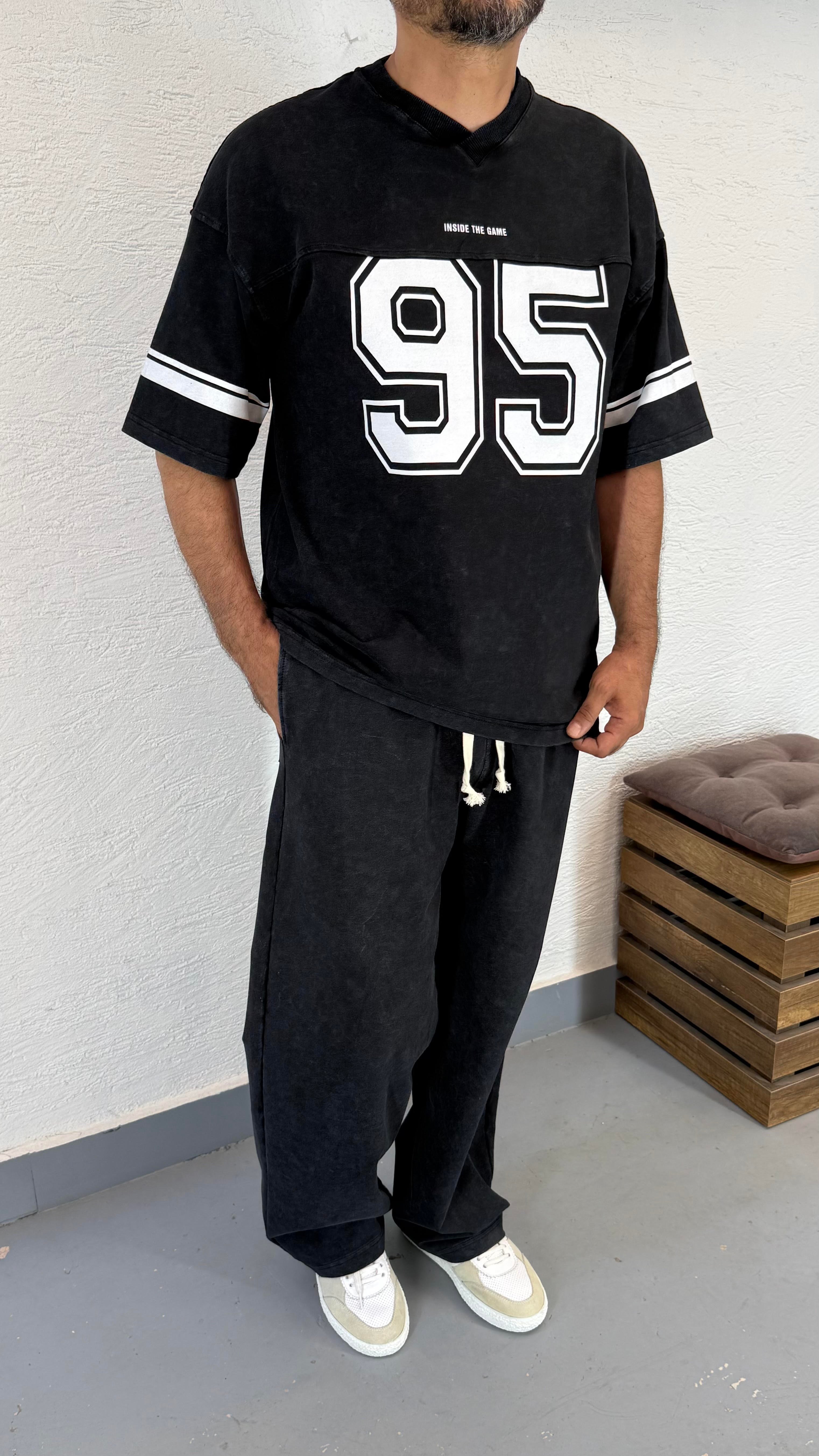 Yıkama Baskı Oversize Tshirt ve Baggy Bol Pantolon