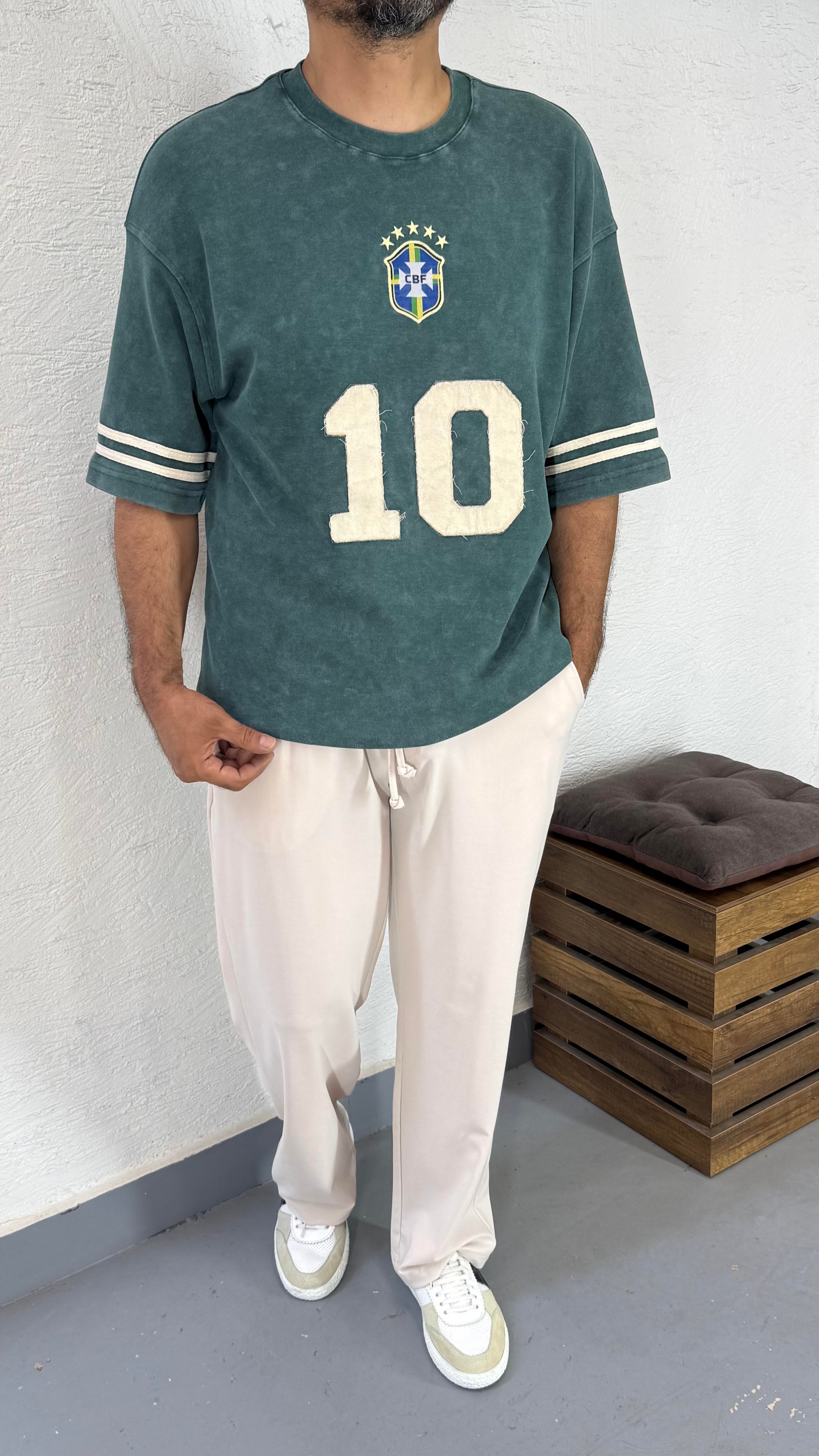 Yıkamalı Oversize Baskı Ve Nakış Detay Tshirt