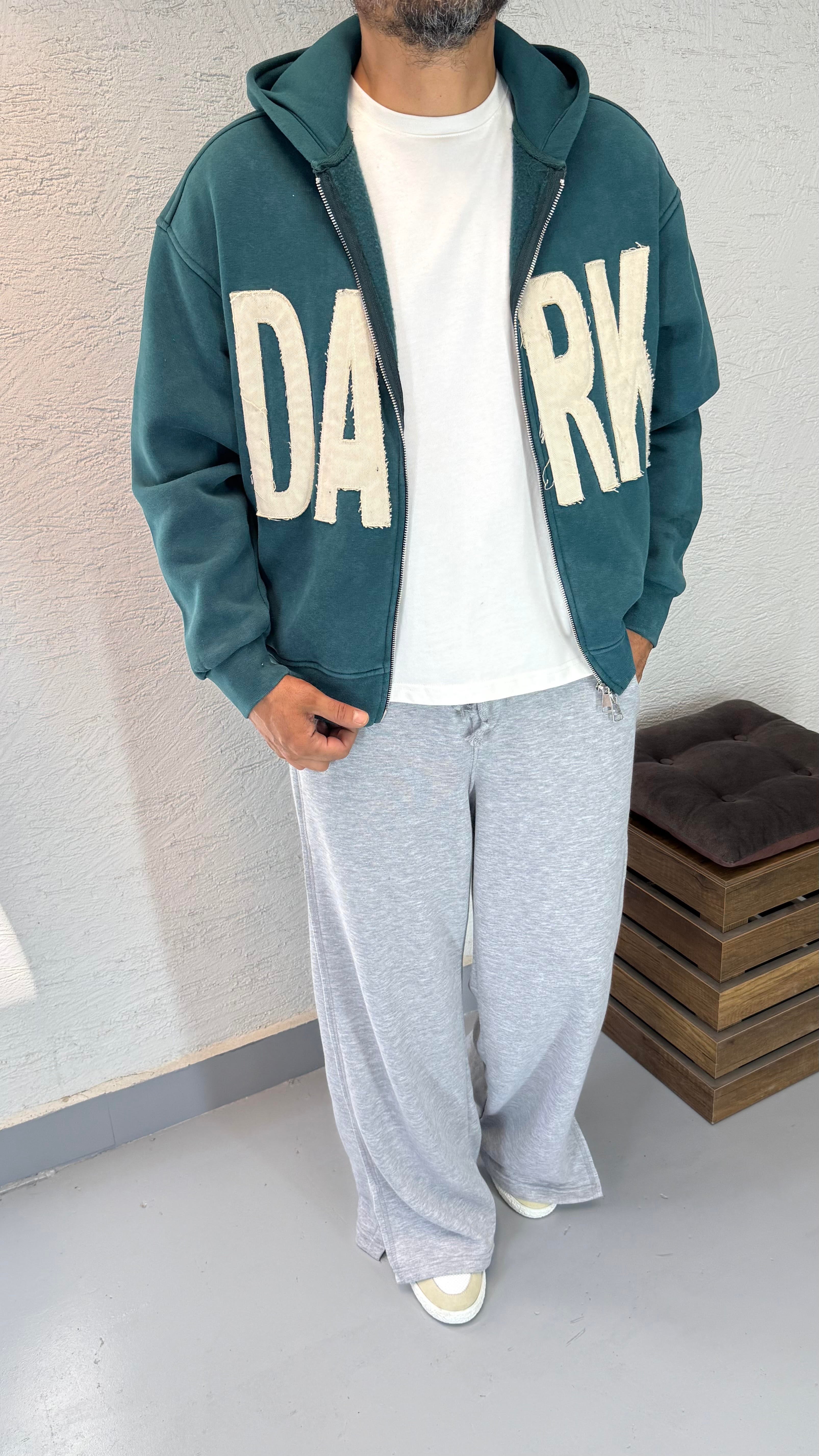 Yıkamalı Oversize Çift Fermuarlı Sweat