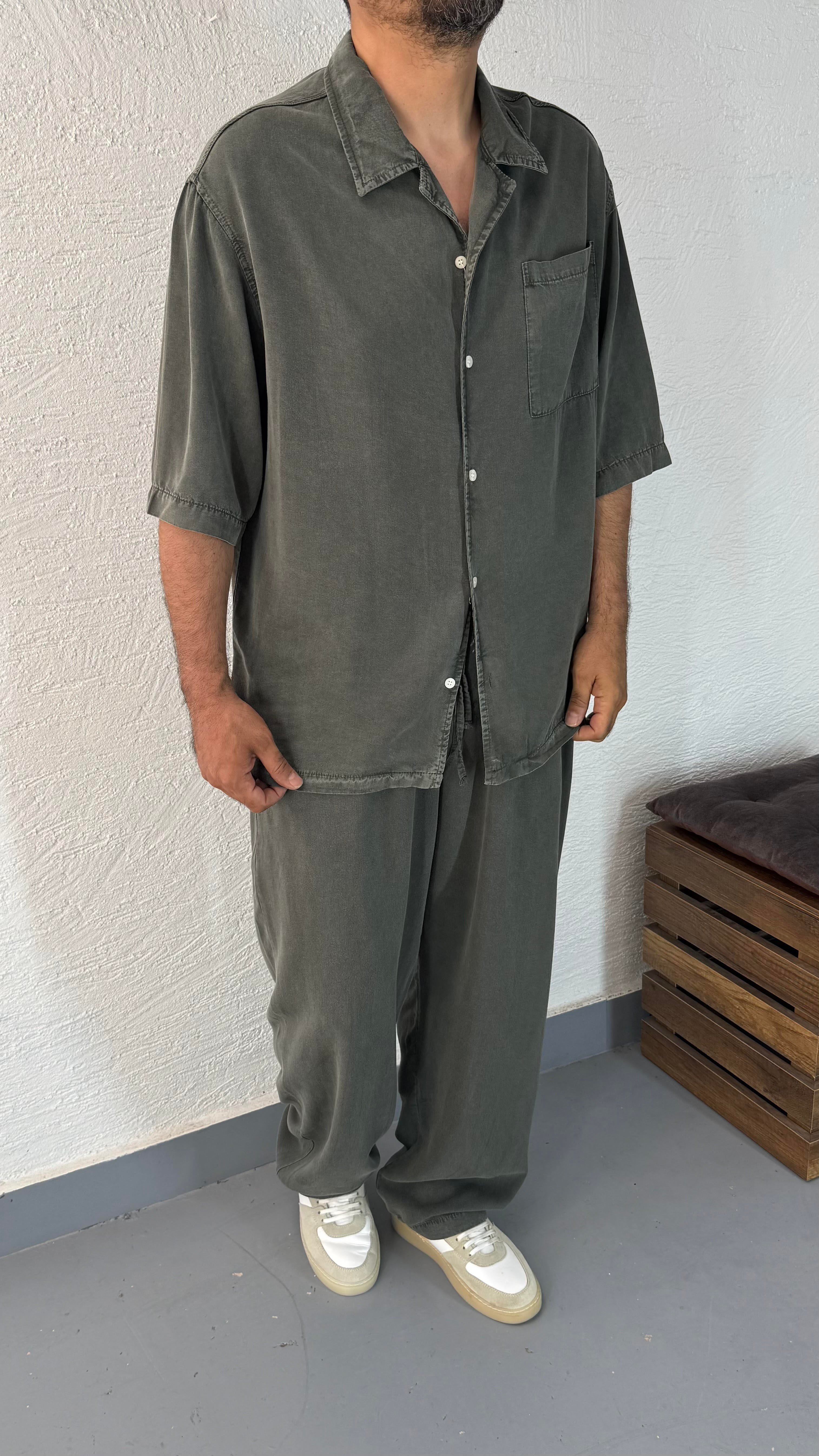 Yıkamalı Oversize Gömlek Ve Baggy Pantolon