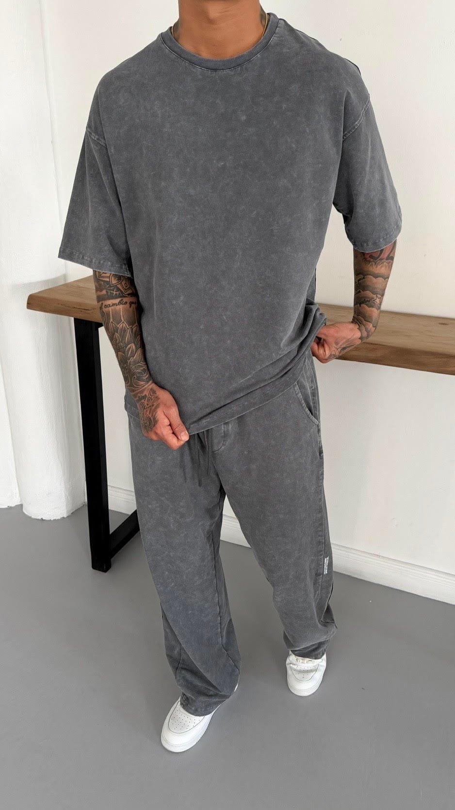 Yıkamalı Oversize TShirt ve Baggy Eşofman