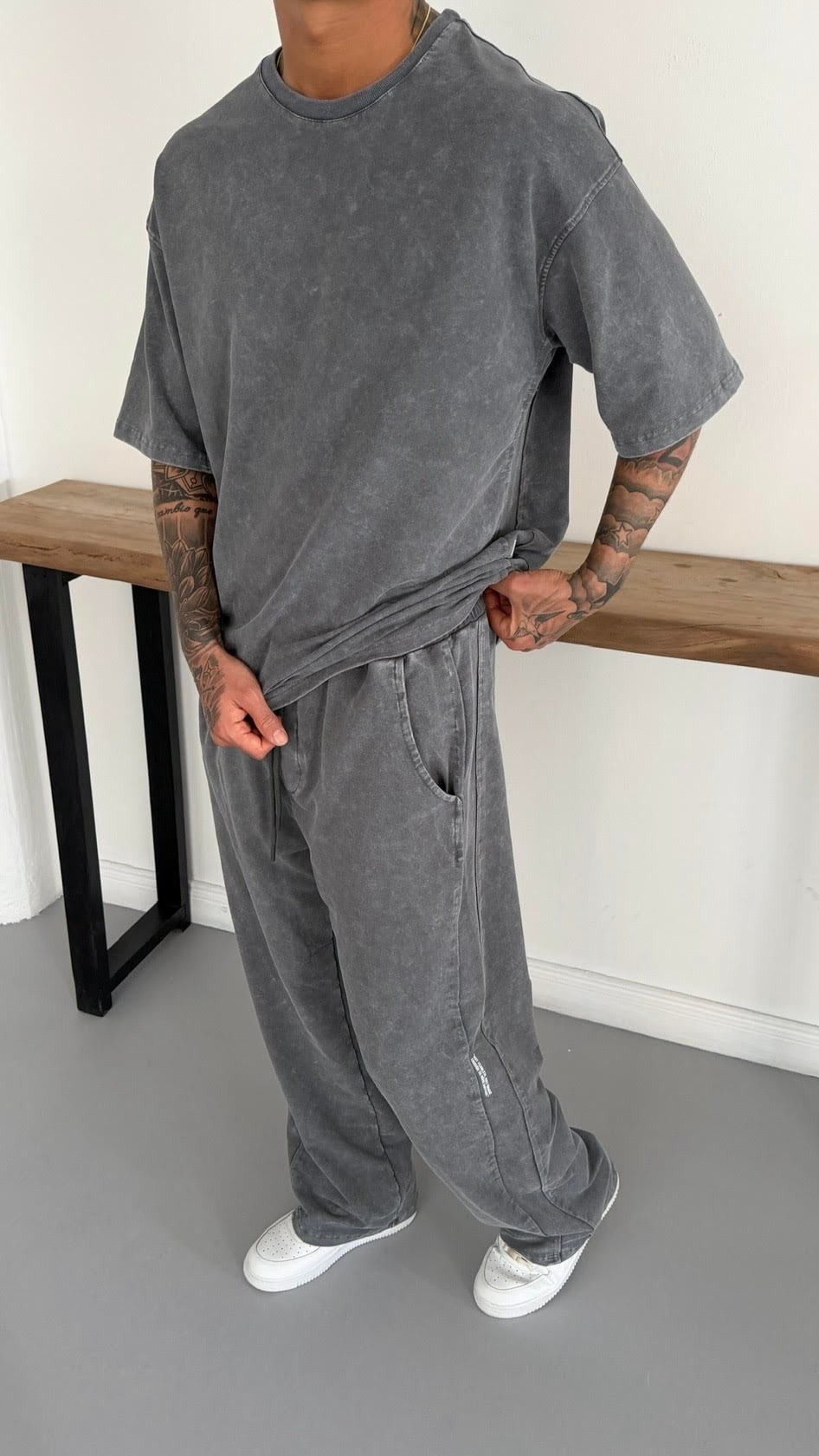 Yıkamalı Oversize TShirt ve Baggy Eşofman