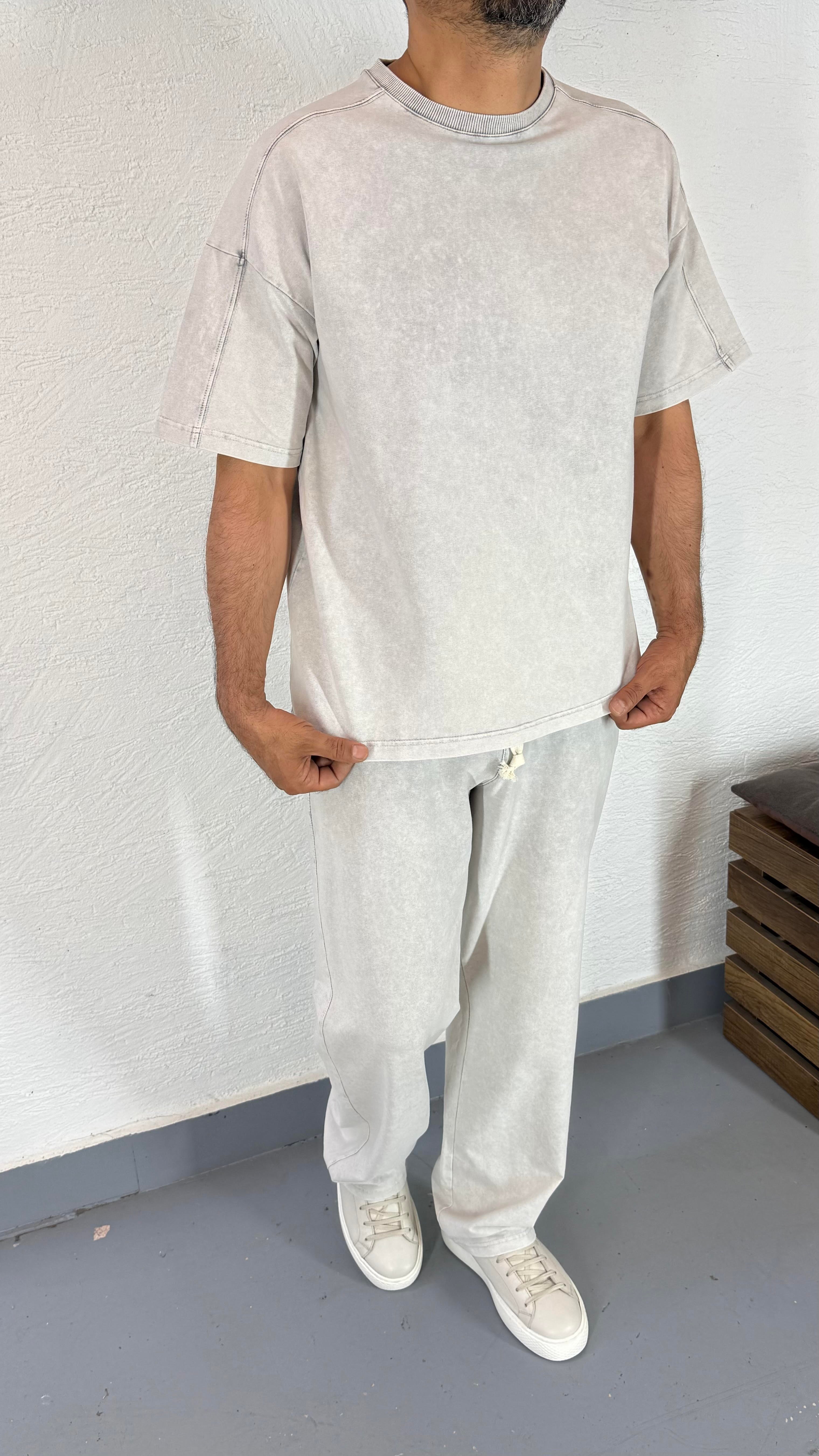 Yıkamalı Oversize TShirt ve Baggy Eşofman Takım